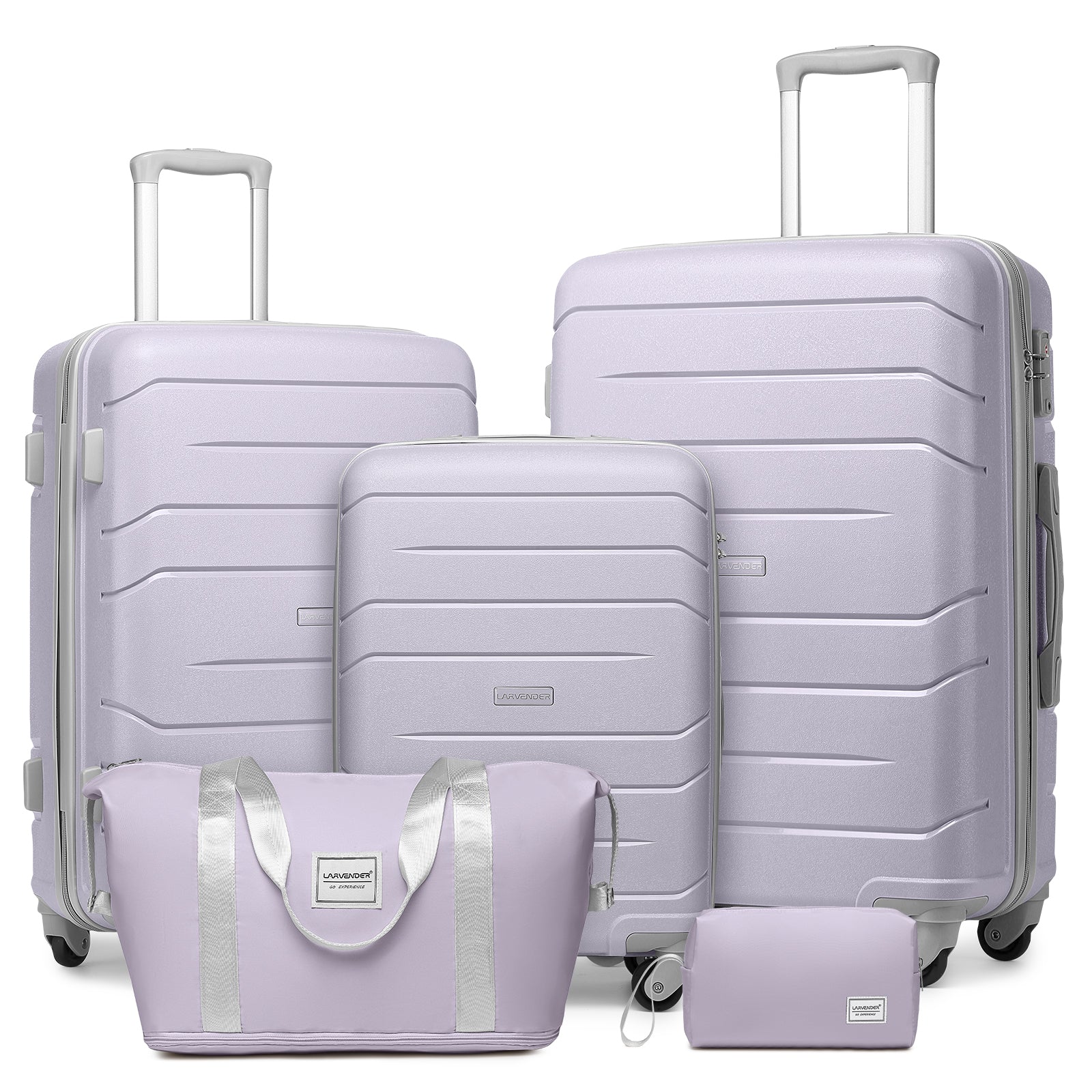 Expandable Luggage Set: 5-Piece Hardside Spinner Suitcase