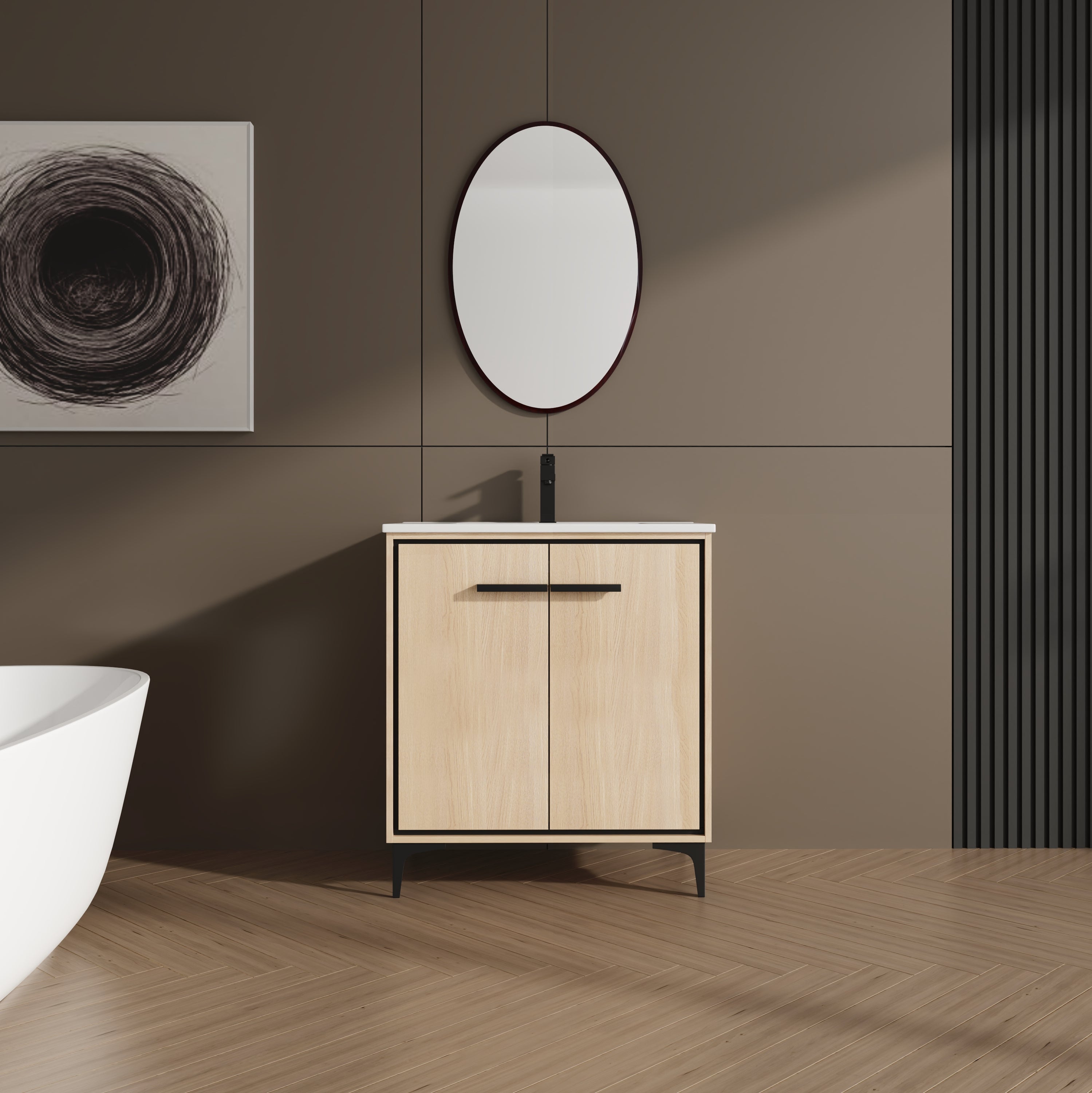 30" Bathroom Vanity: Base, Sink, Storage Cabinet