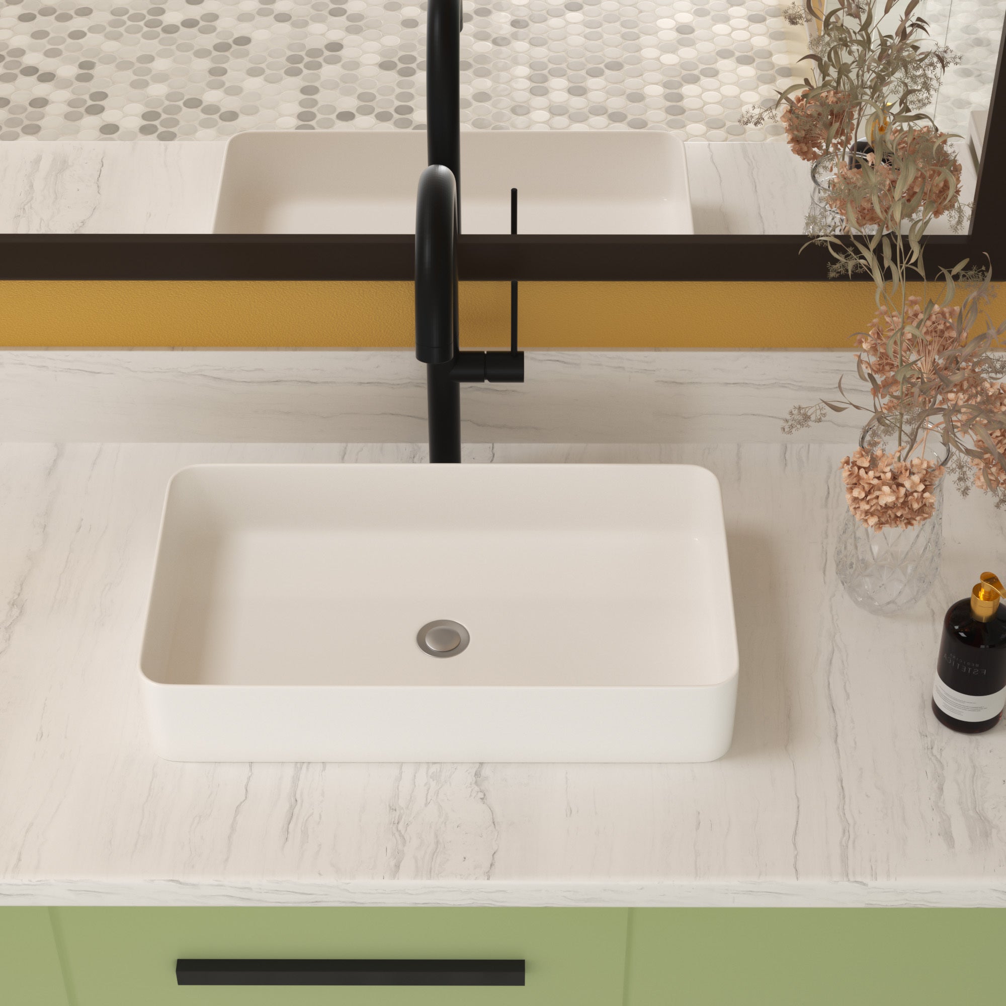 24x14" White Ceramic Vessel Bathroom Sink