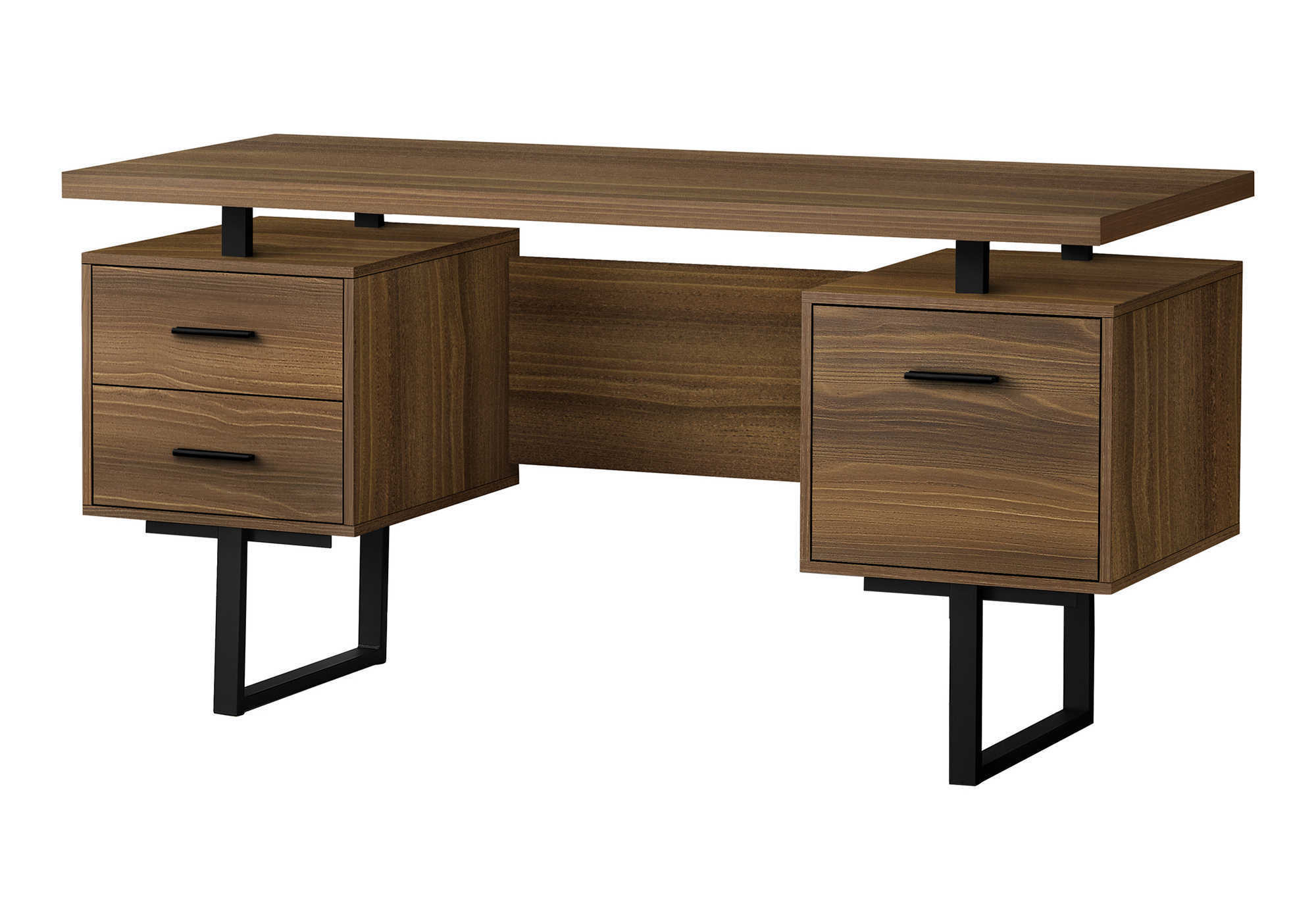 60" Walnut Computer Desk | Modern Home Office Desk w/ Drawers