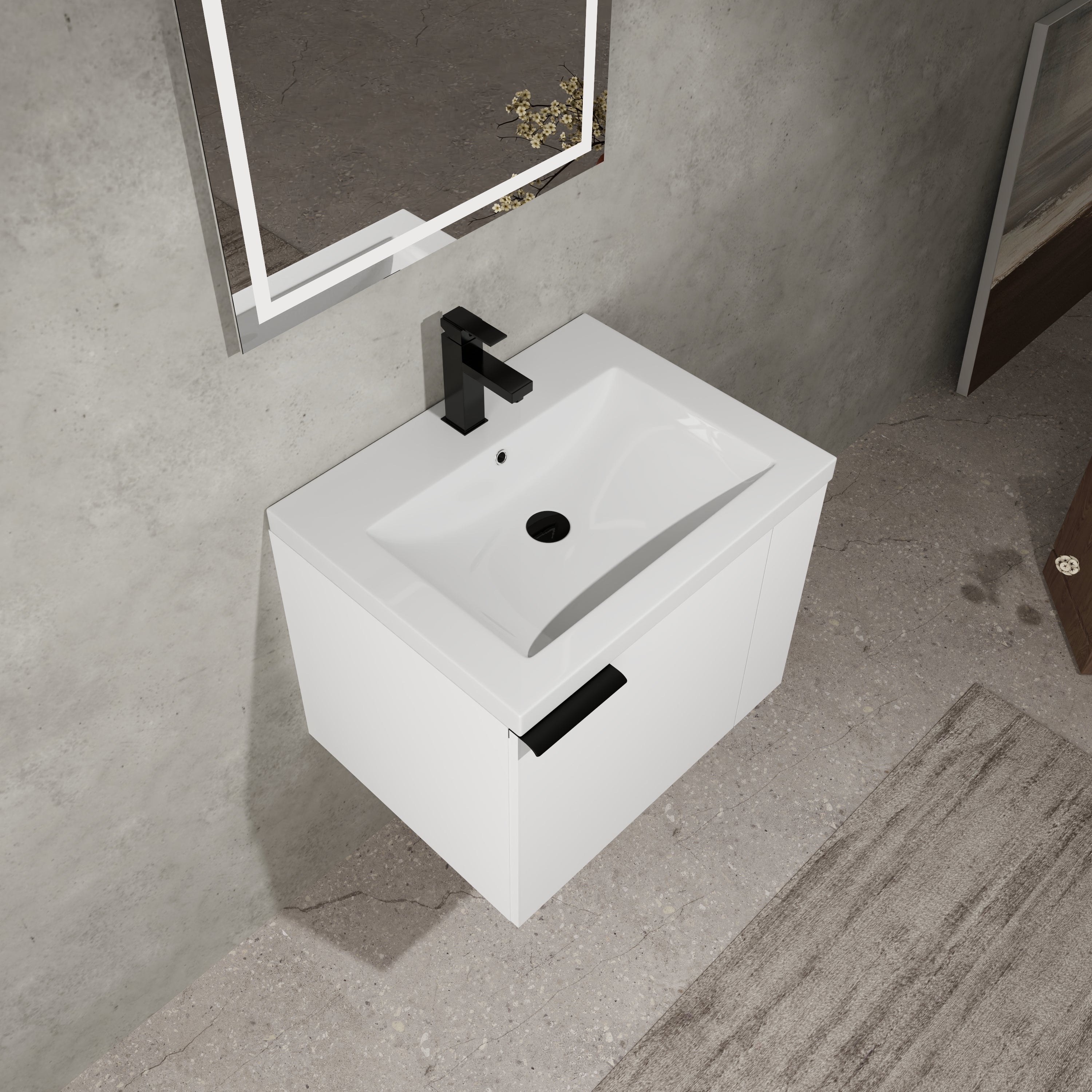 Modern Bathroom Vanity Sink Combo (White)