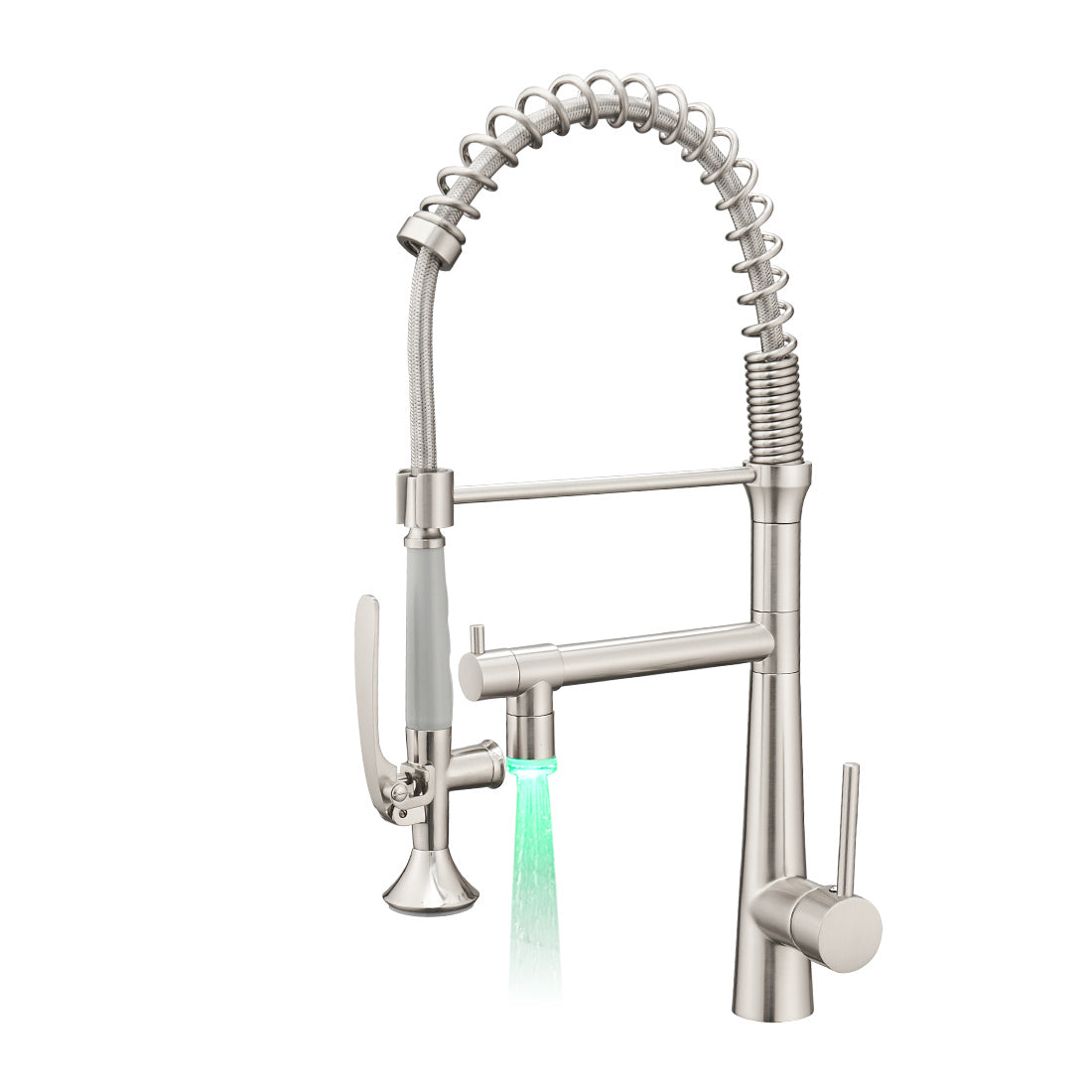 Commercial LED Kitchen Faucet: High Arc Pull-Down