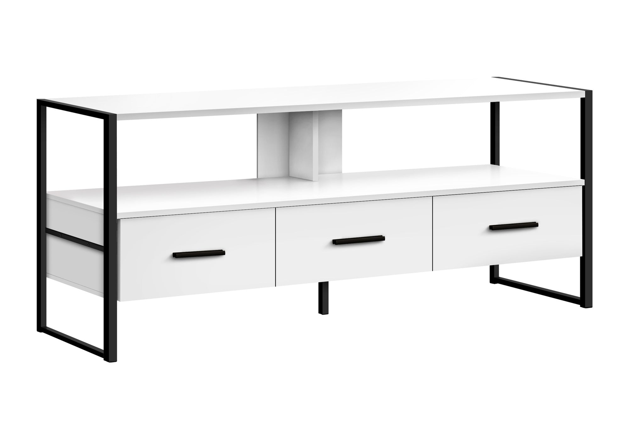 48" White TV Stand w/ Drawers | Modern Entertainment Center