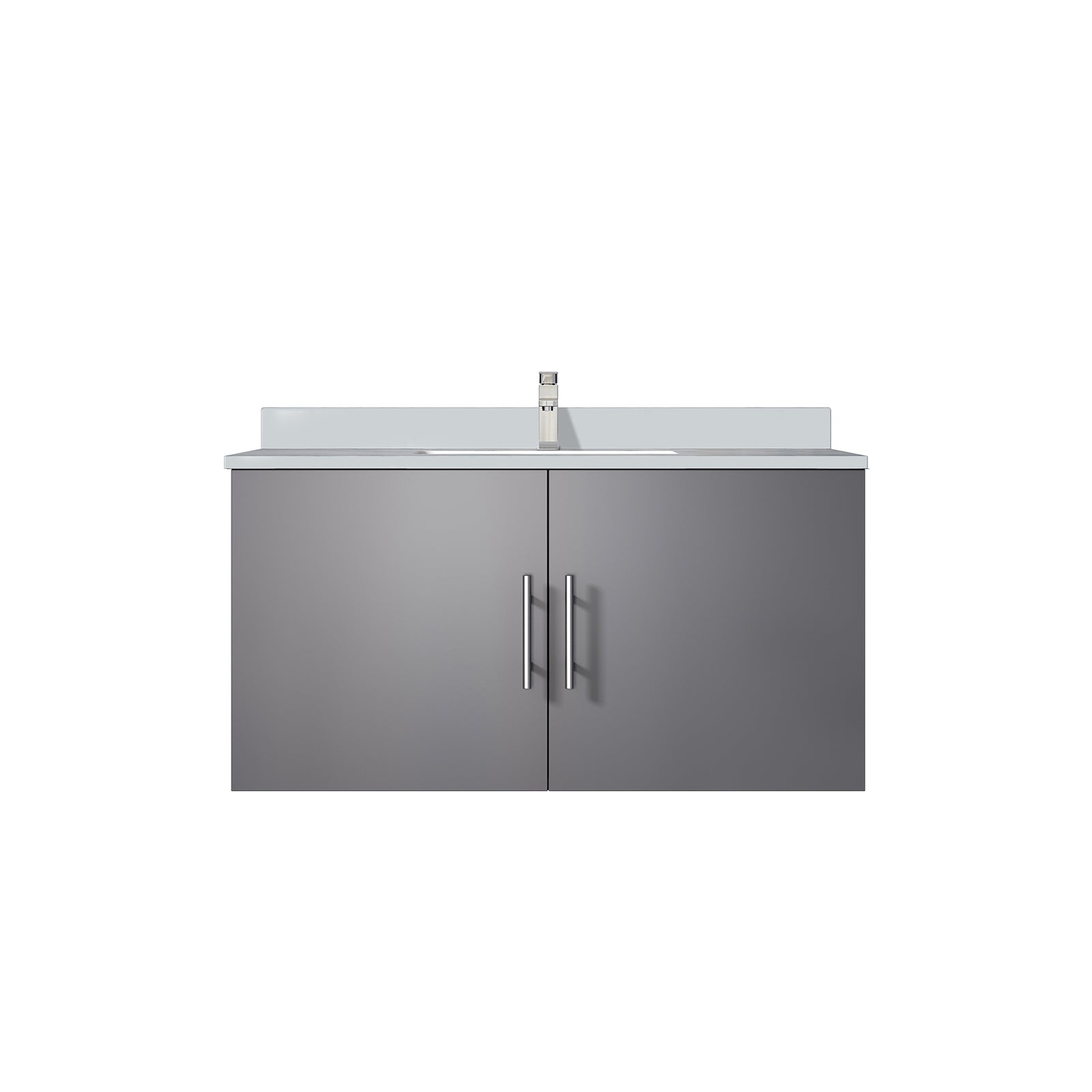 36" Dark Grey Bath Vanity: Marble Top & Faucet