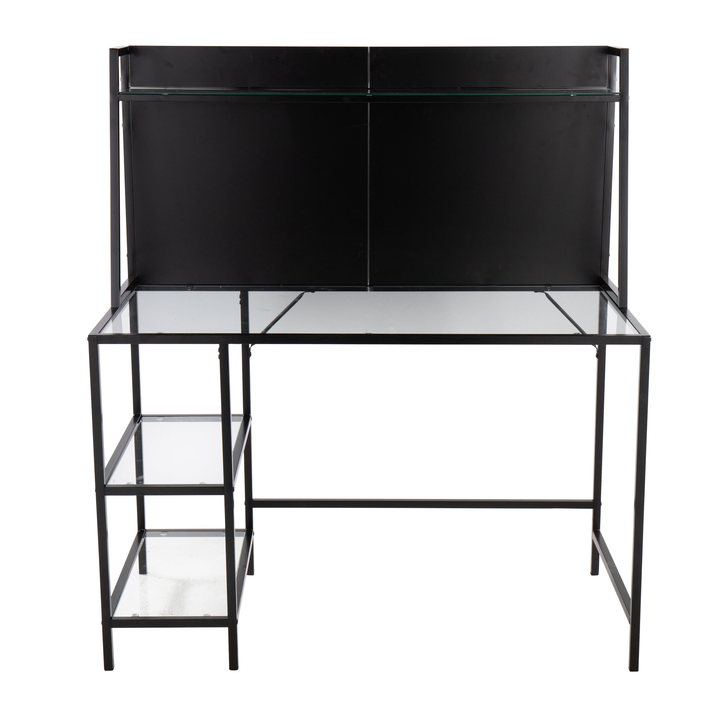 Geo Tier Desk: Black Metal & Glass Contemporary Desk | LumiSource