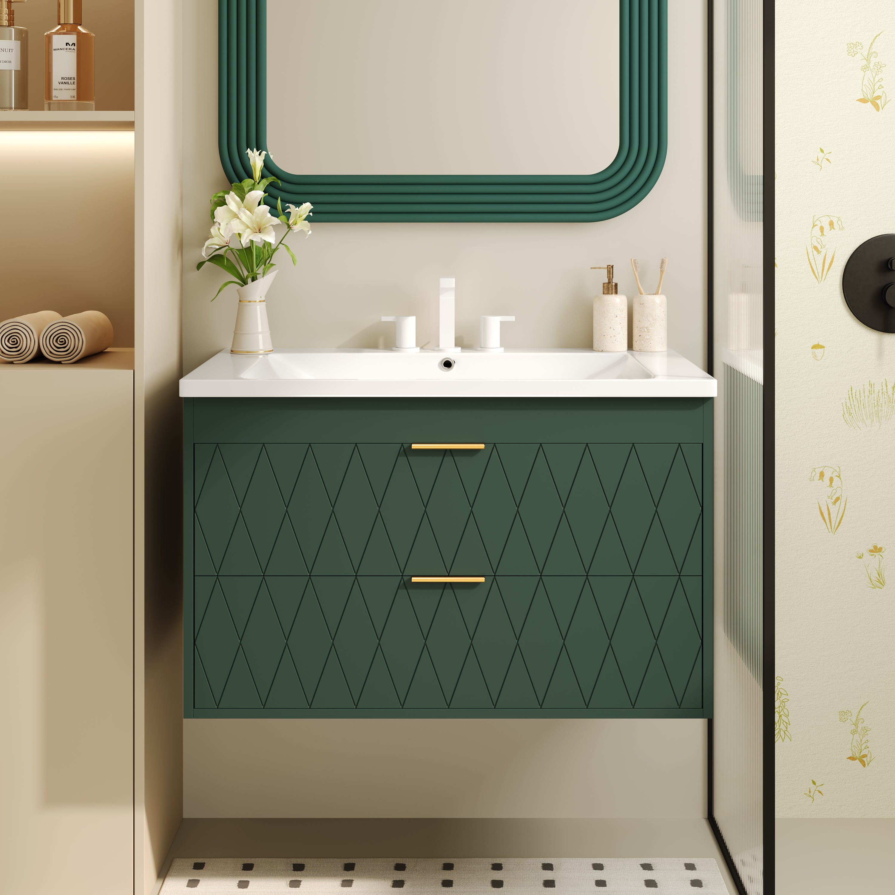 30" Wall-Mounted Bathroom Vanity with Sink & Drawers
