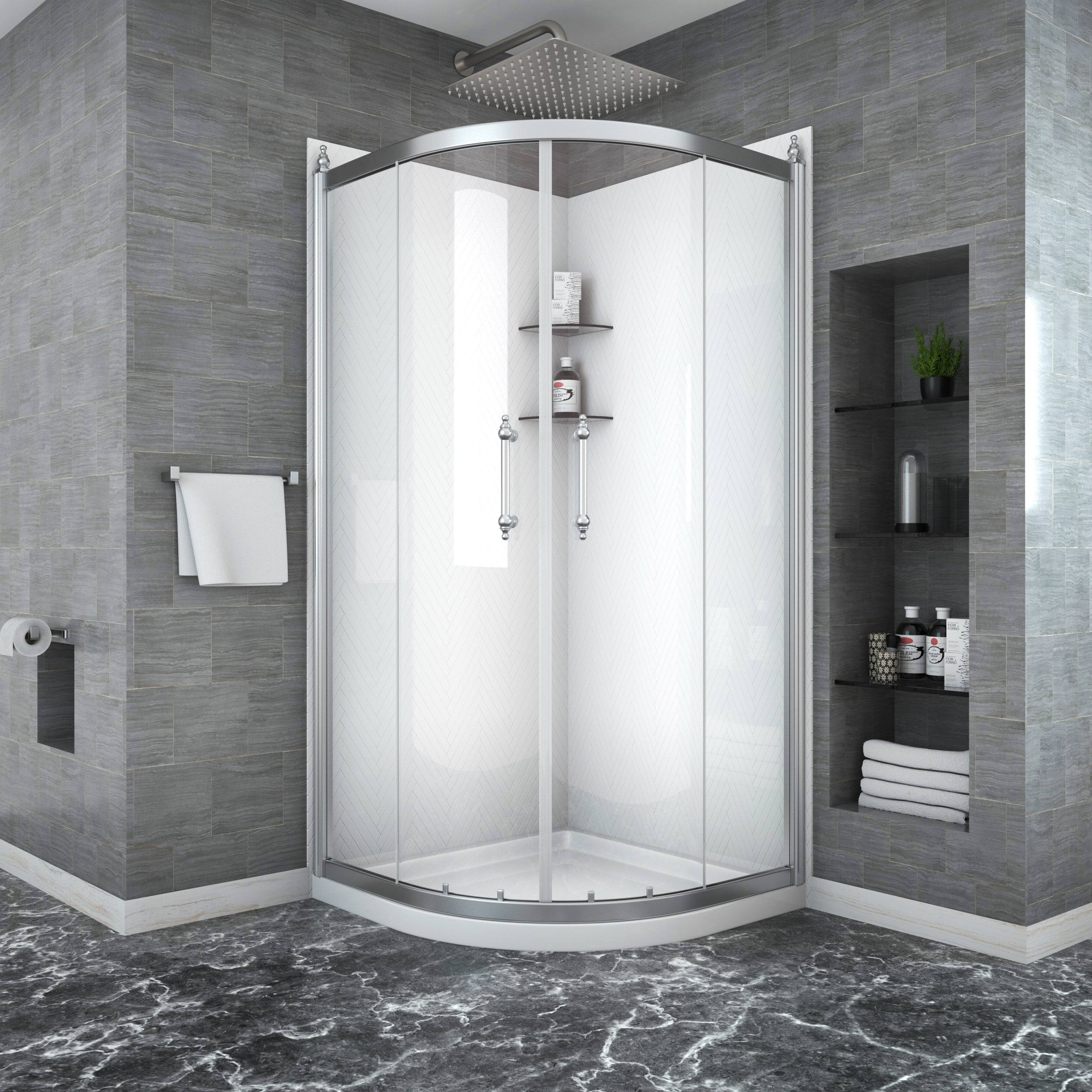 36x72 Chrome Framed Tub Shower Door Enclosure