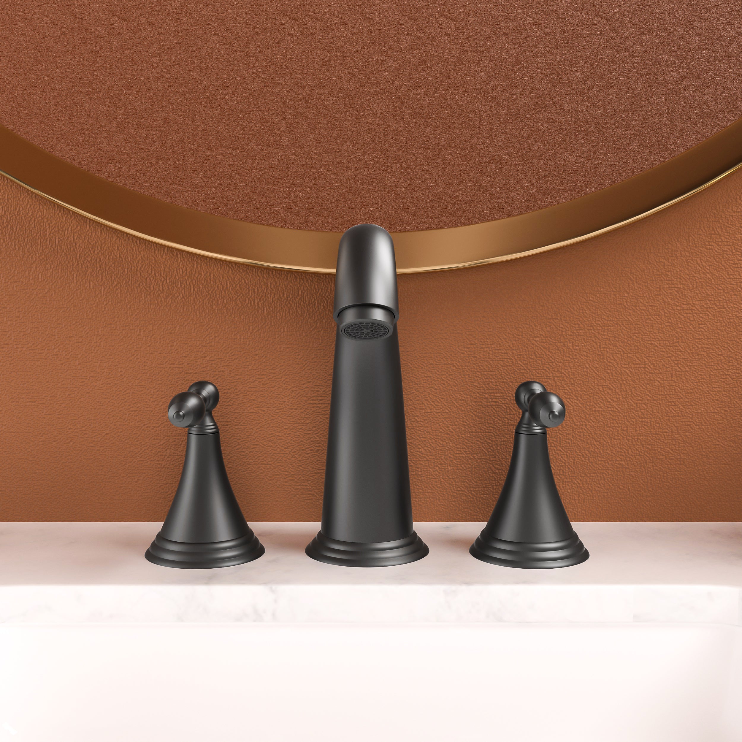Matte Black 2-Handle Bathroom Faucet (3 Hole)