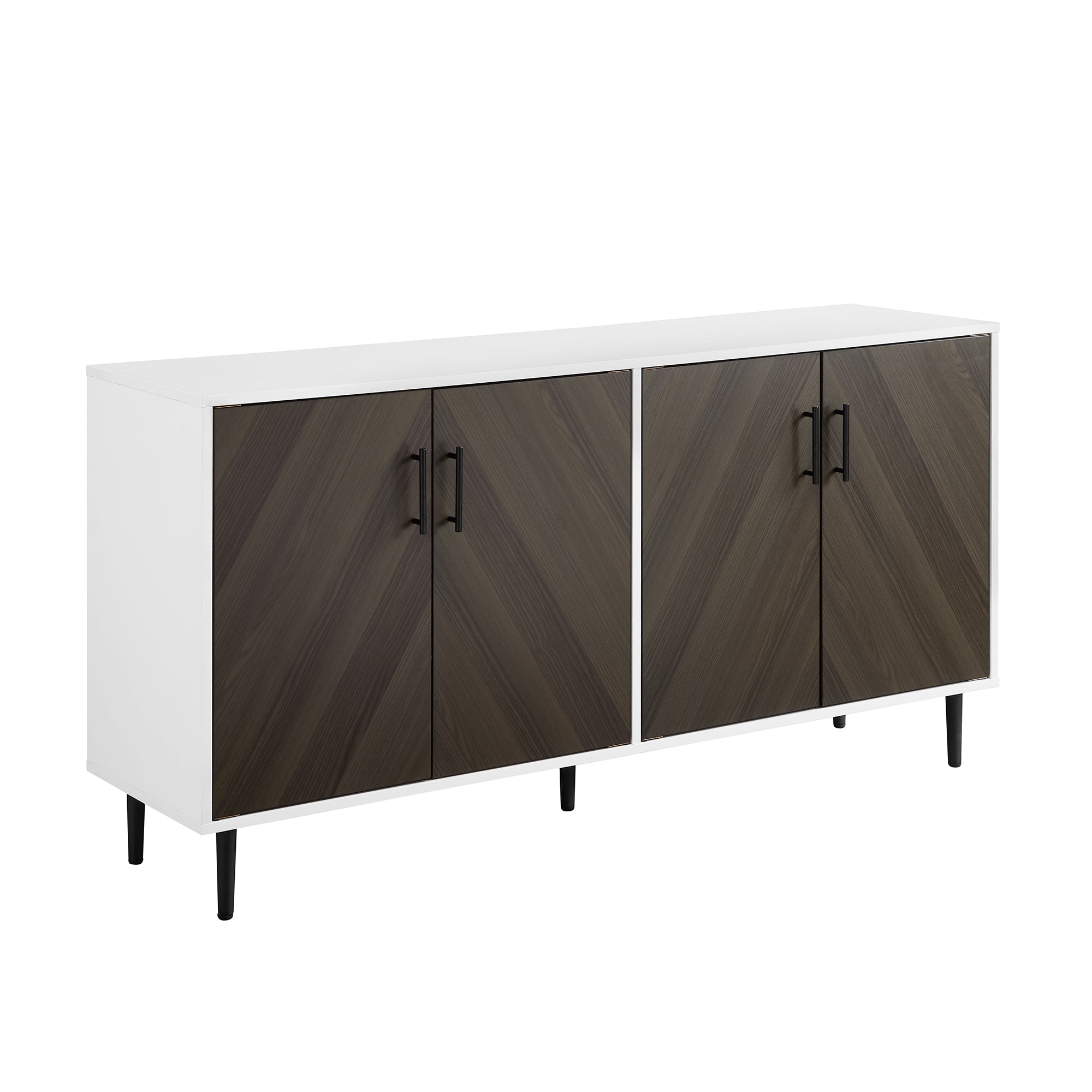 Ash Brown Bookmatch Buffet, Mid-Century Modern Patio Storage, White Door Accent (70)