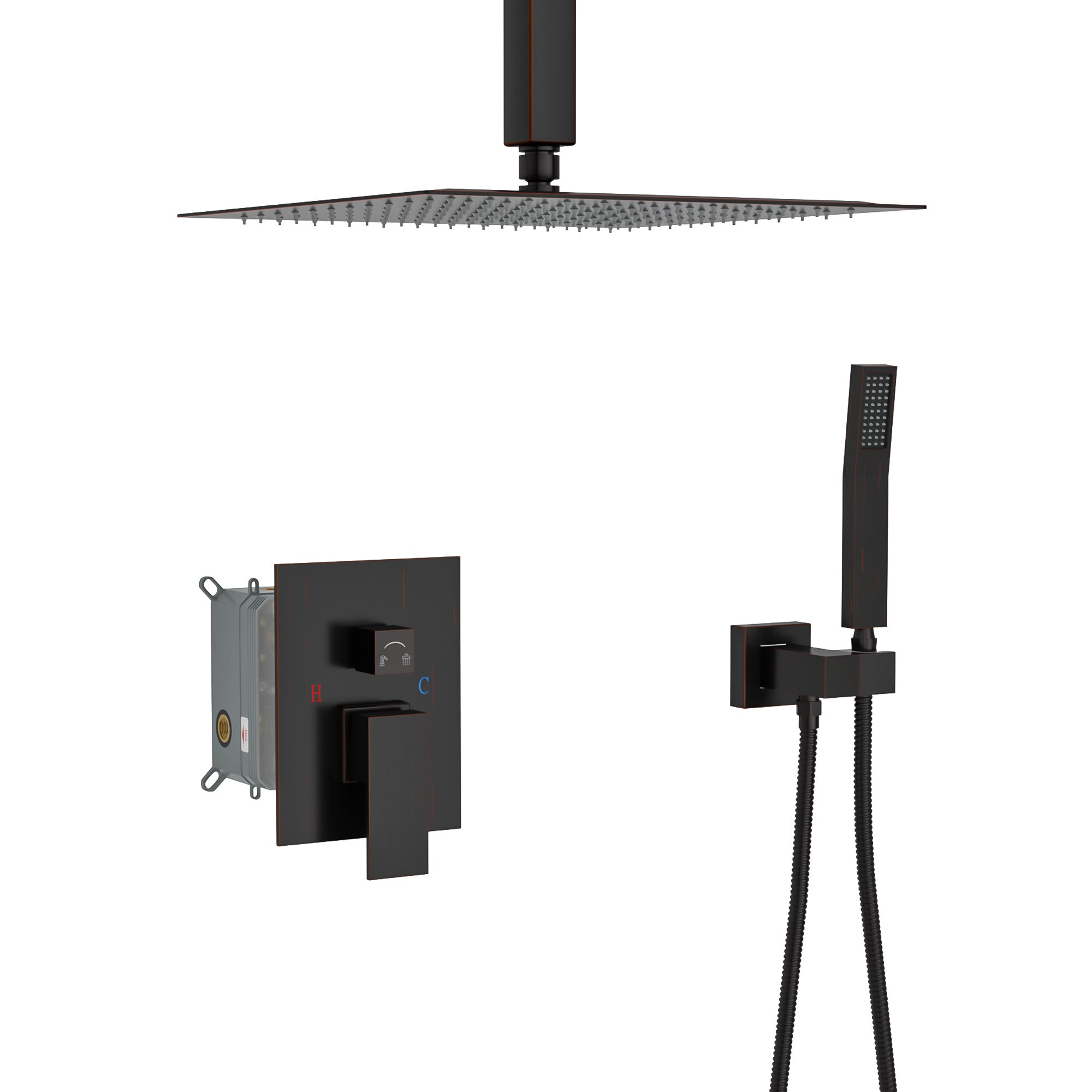 12" Square Ceiling Mount Dual Shower Head System