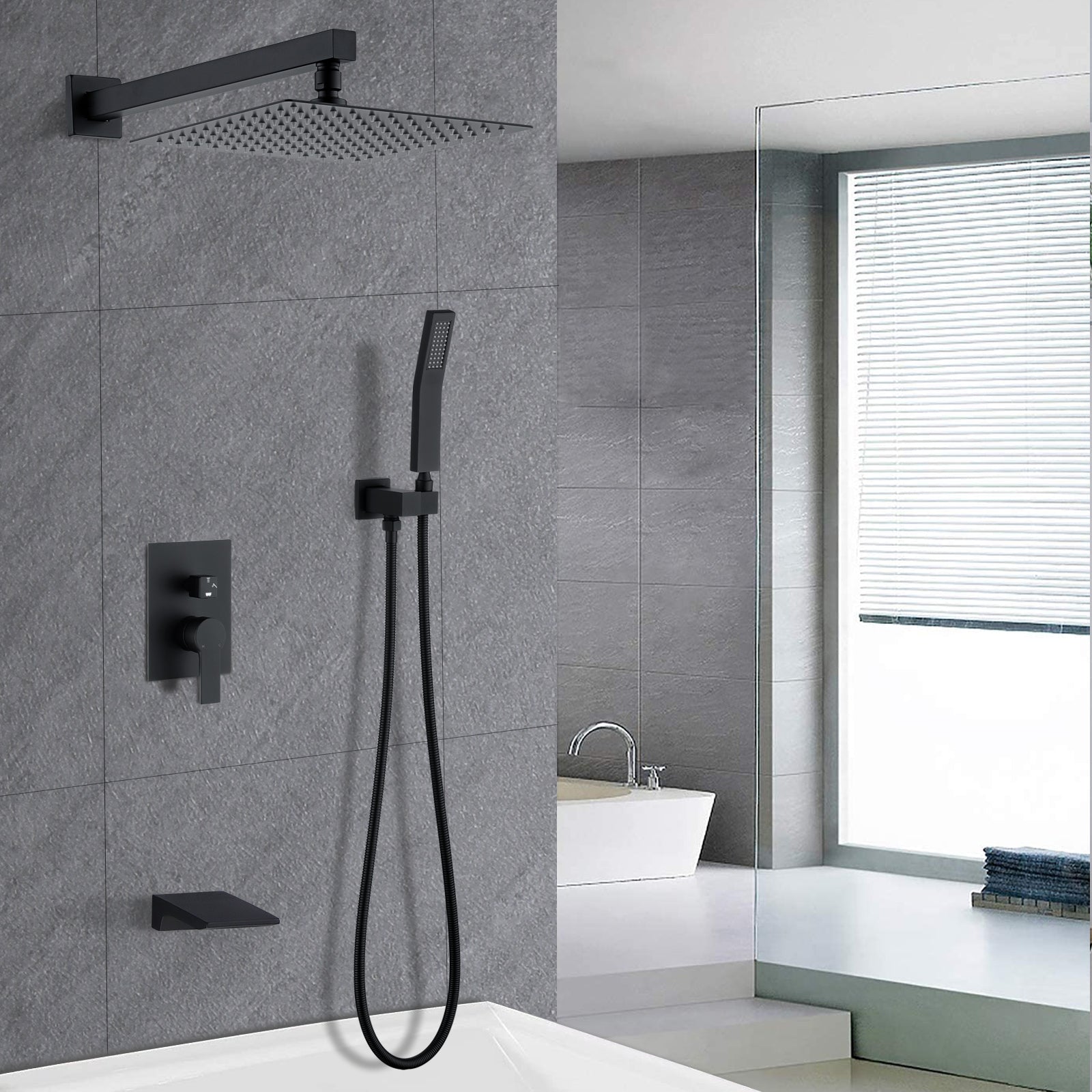 12" Shower System: Handheld Shower Head