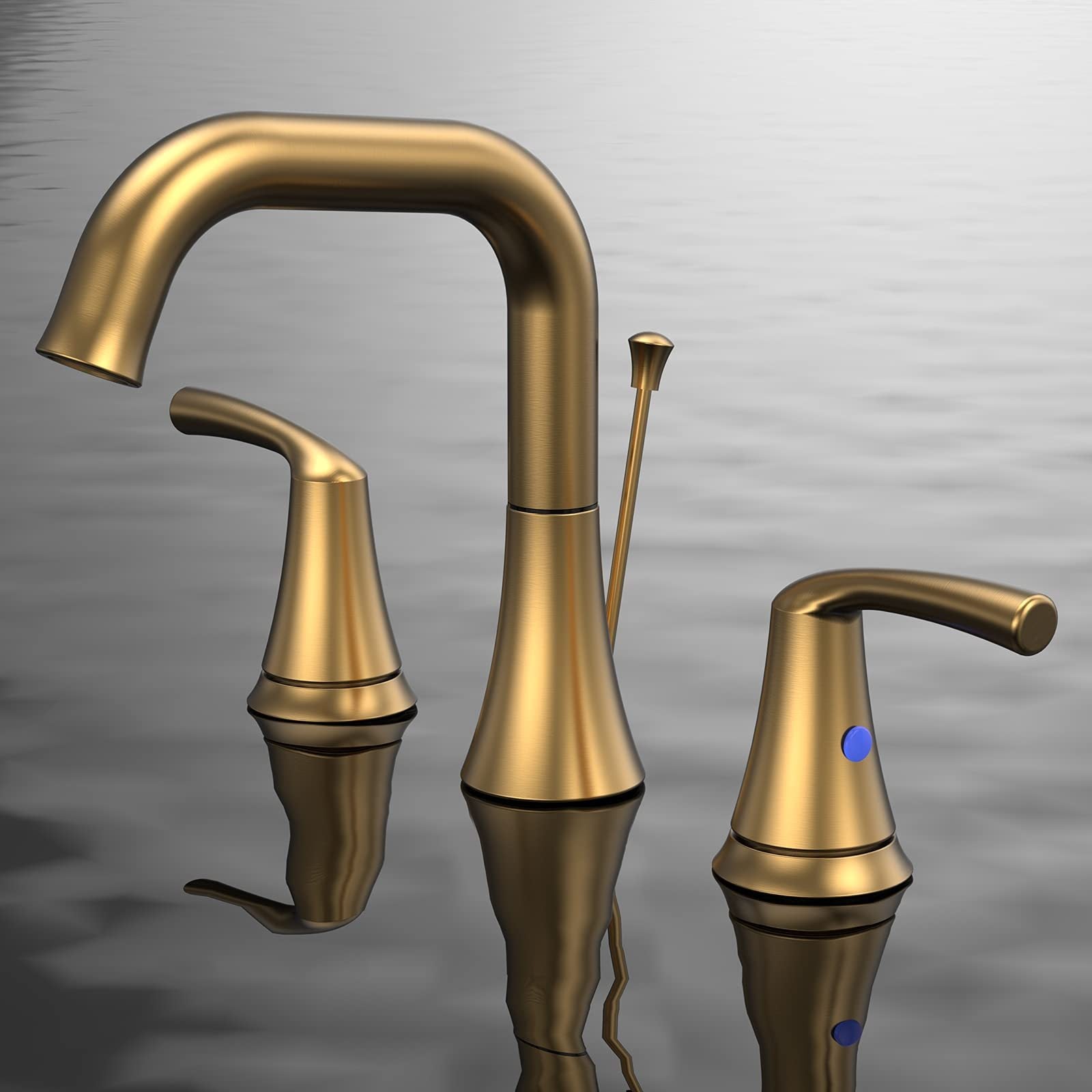 Brushed Gold 3-Hole Bathroom Faucet Set