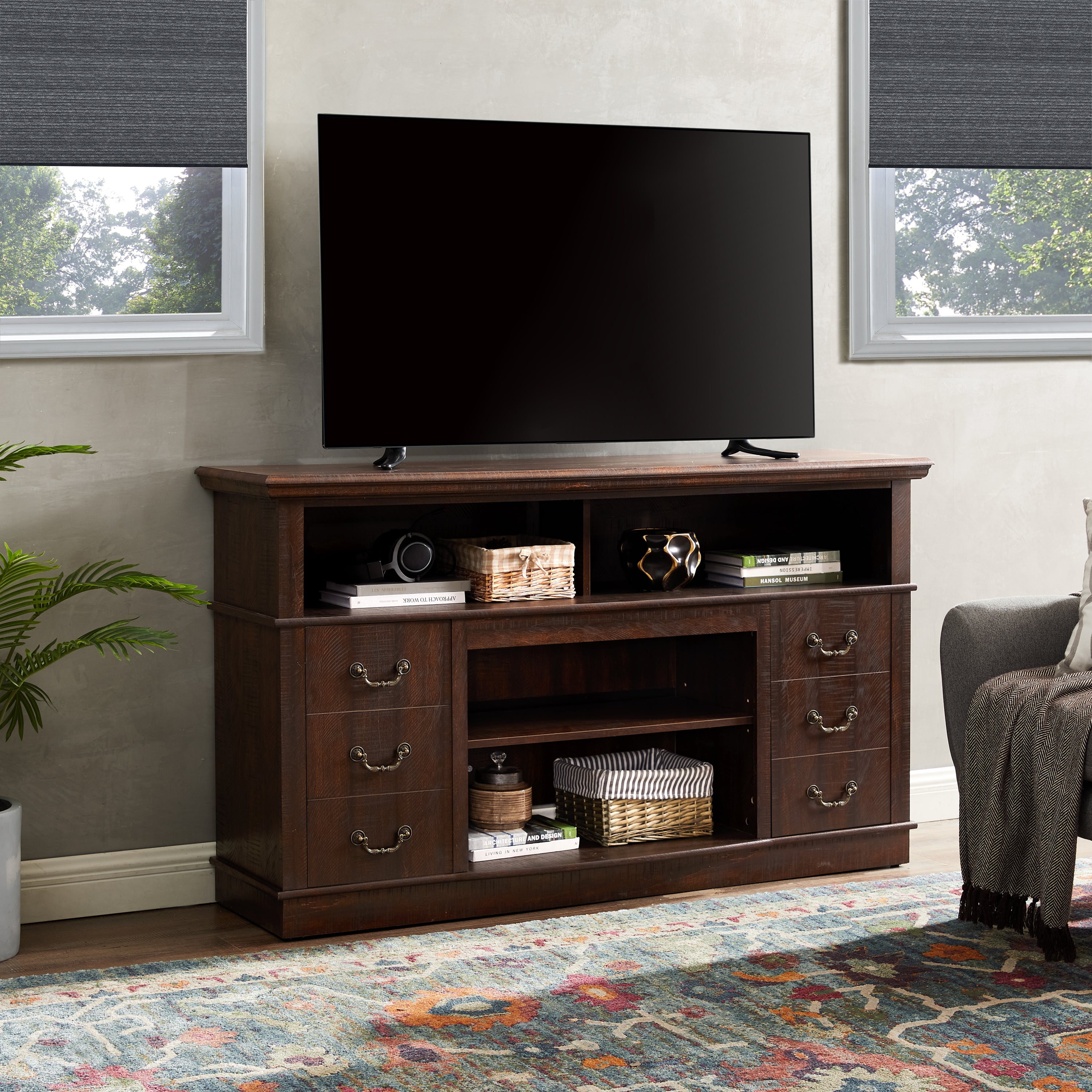 Retro TV Stand for 65" TVs | Mid Century Modern Entertainment Center