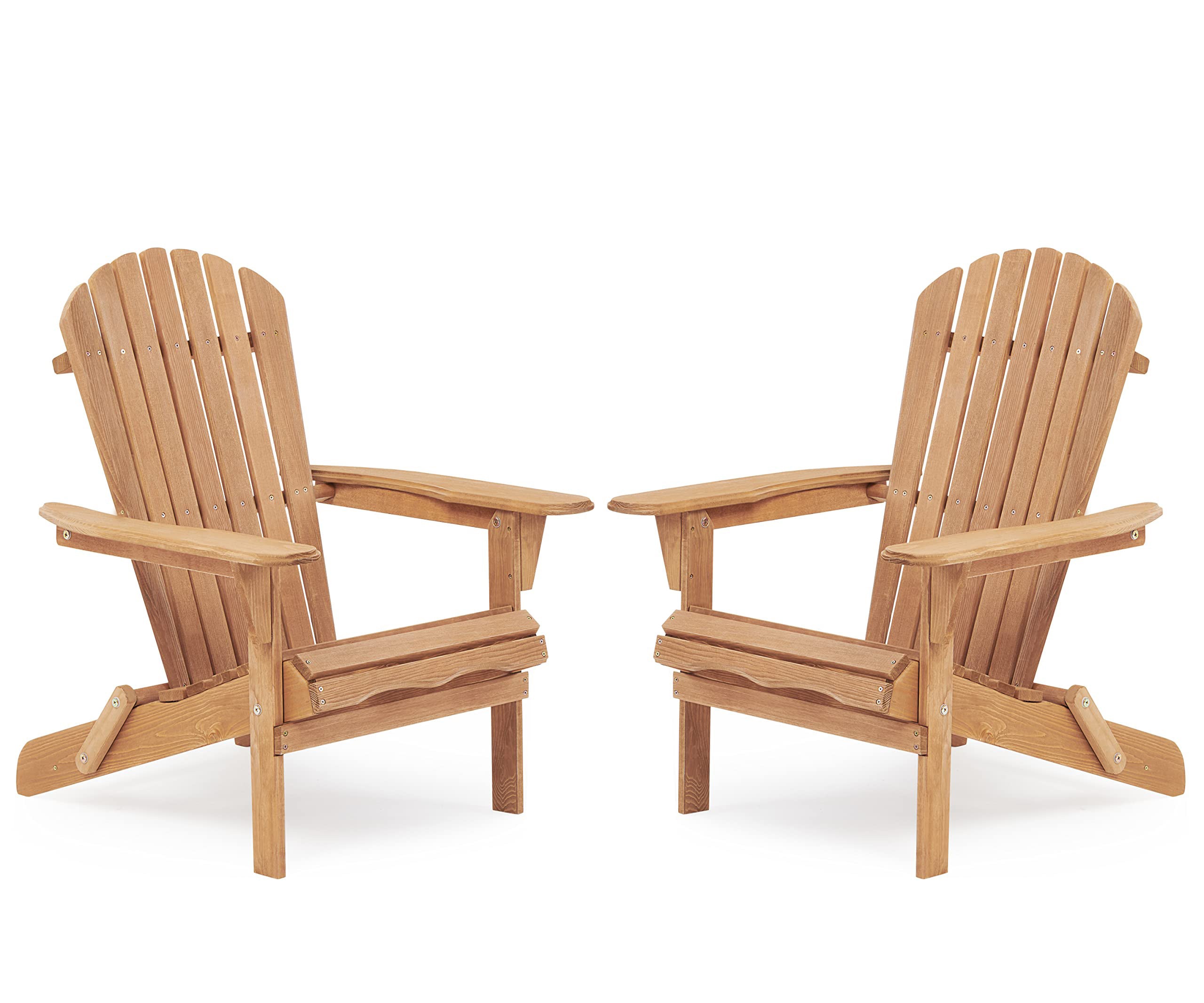 Adirondack Chair Set: 2 Wood Folding Patio Chairs