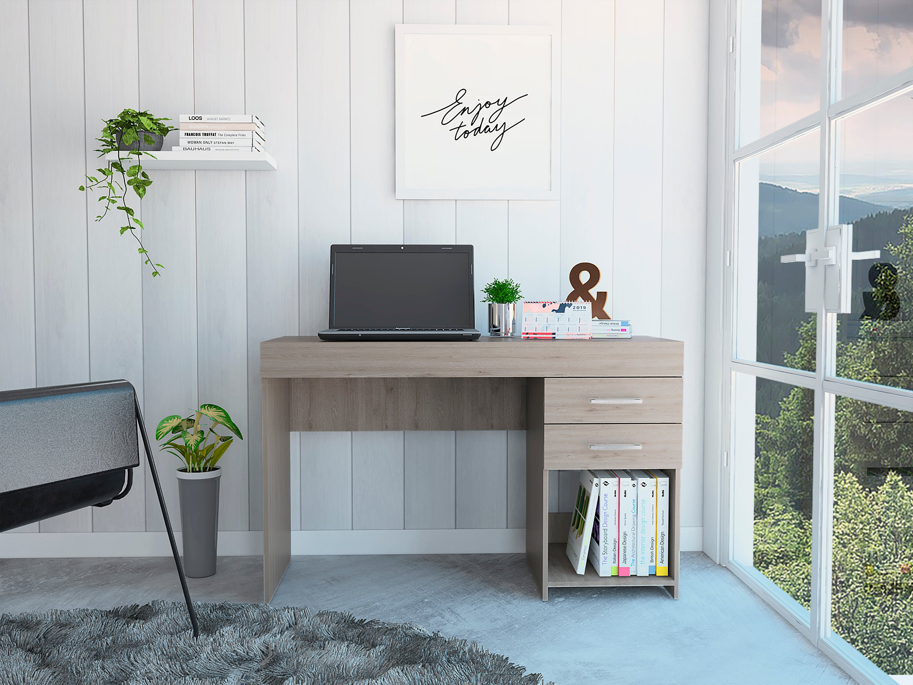 Berkeley Light Grey 1-Shelf 2-Drawer Computer Desk
