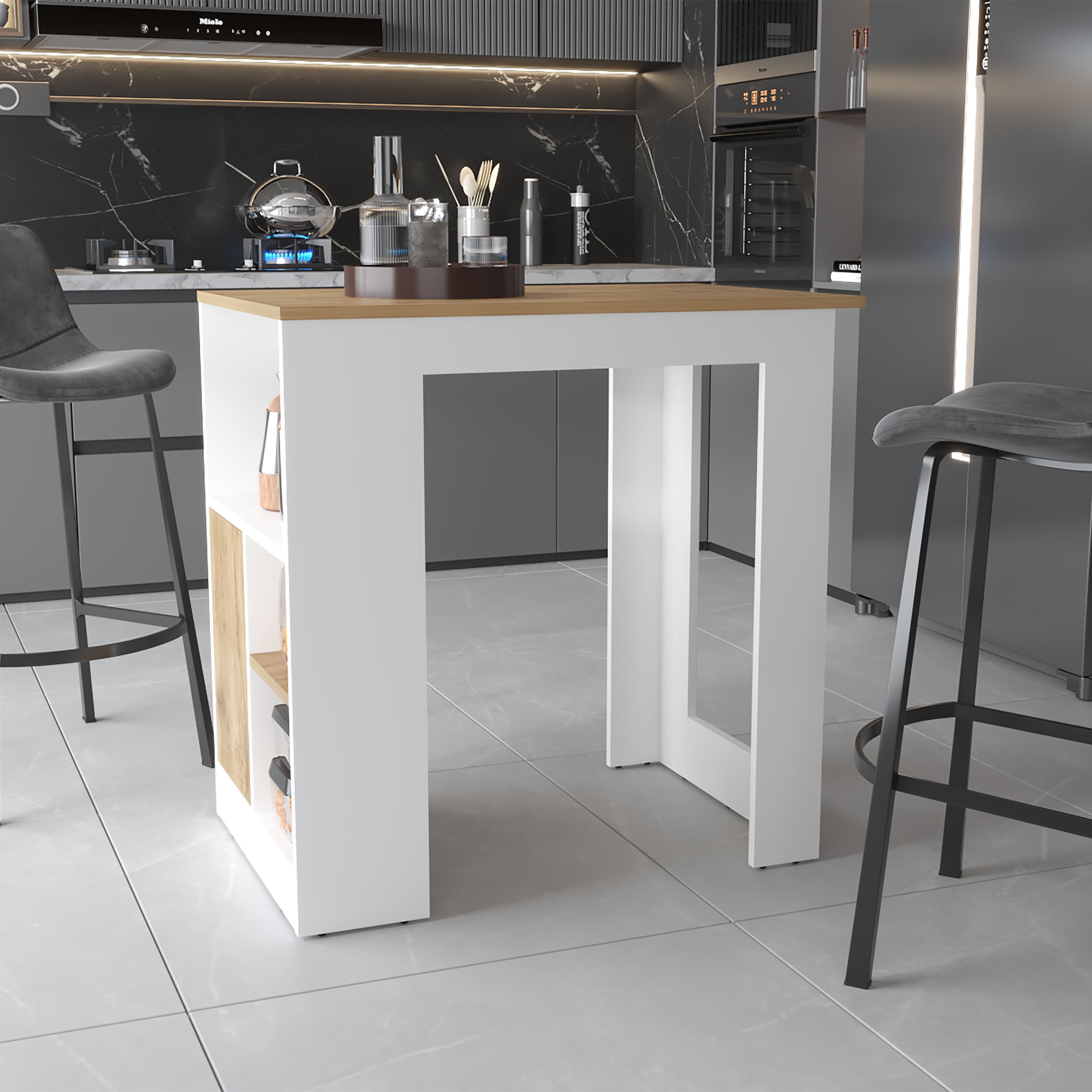 Arial Kitchen Island w/ Door & Storage (Melamine)