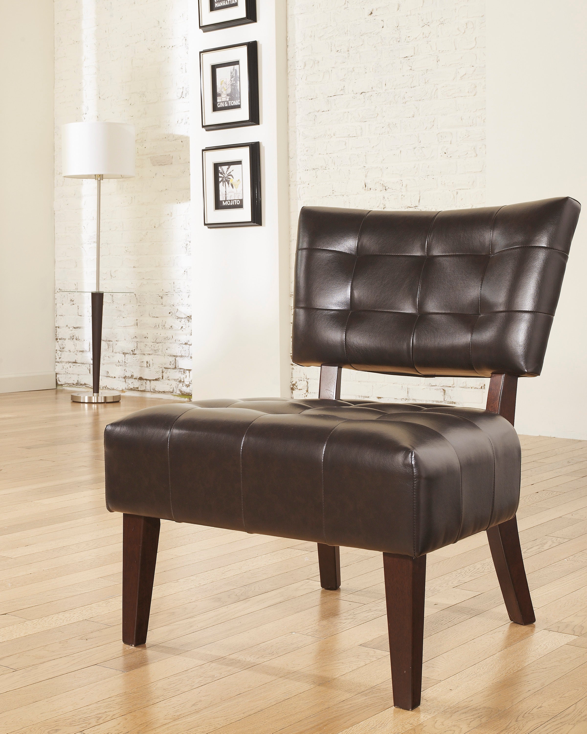 Brown Leather Tufted Accent Chair - Oversized Seating