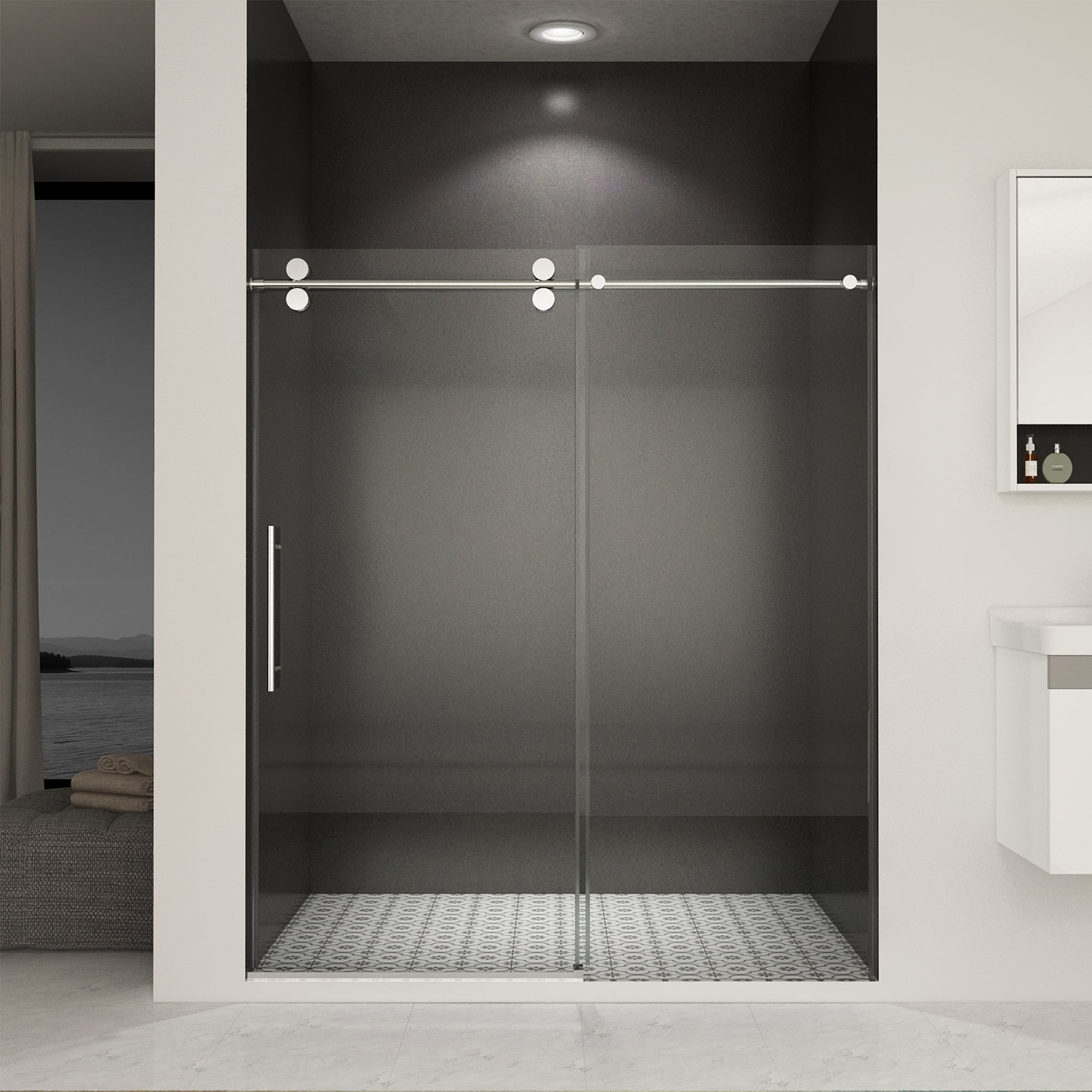Frameless Sliding Shower Door 56-60"W x 76"H