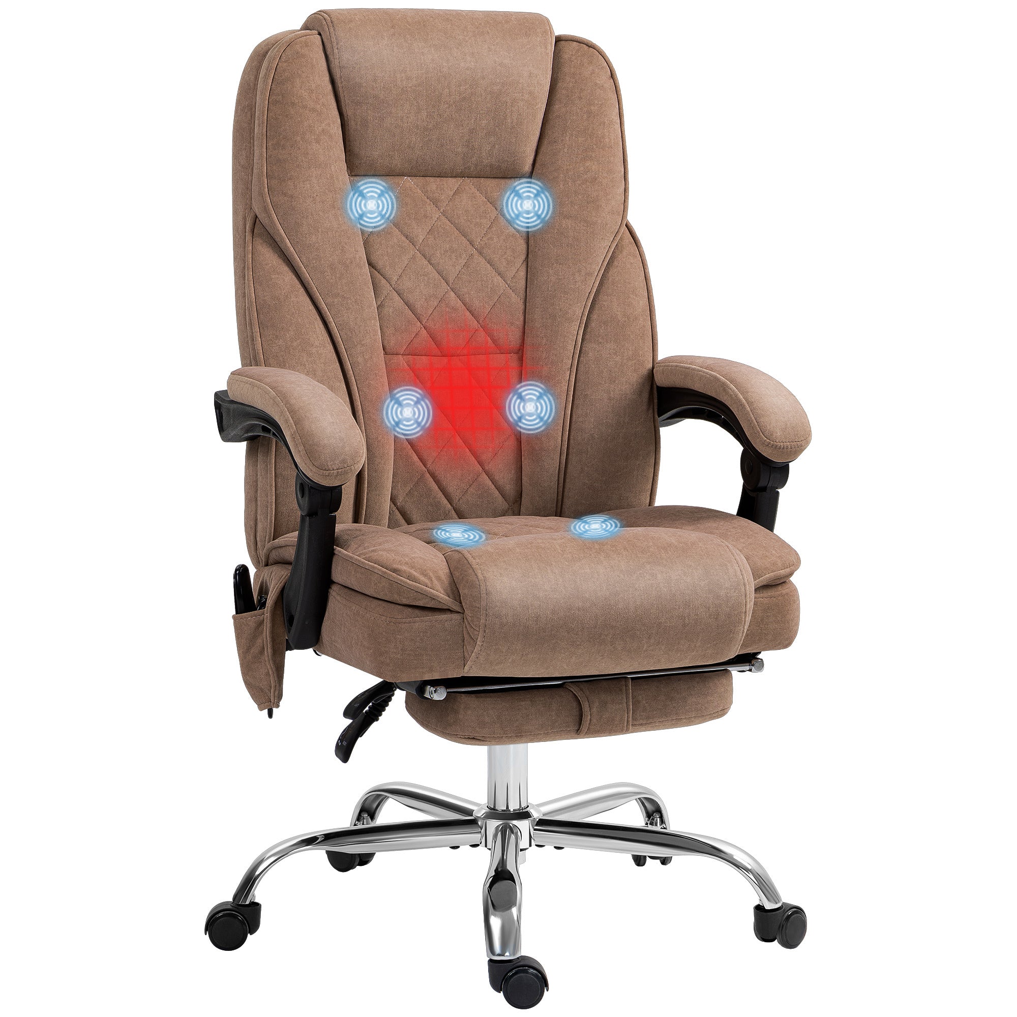Massage Office Chair w/ Footrest, Heat & Vibration, Brown