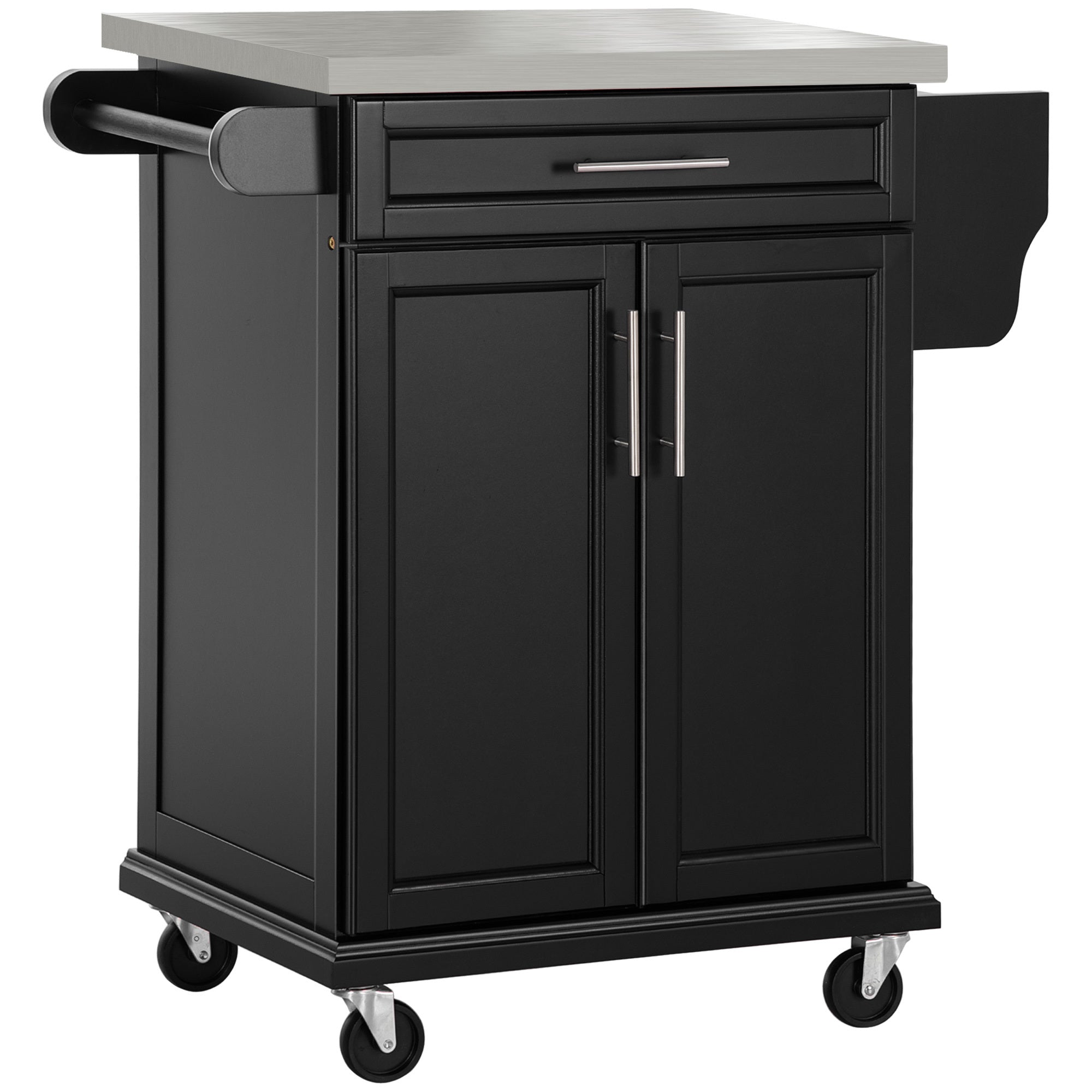 Rolling Kitchen Island Cart w/ Stainless Steel Top