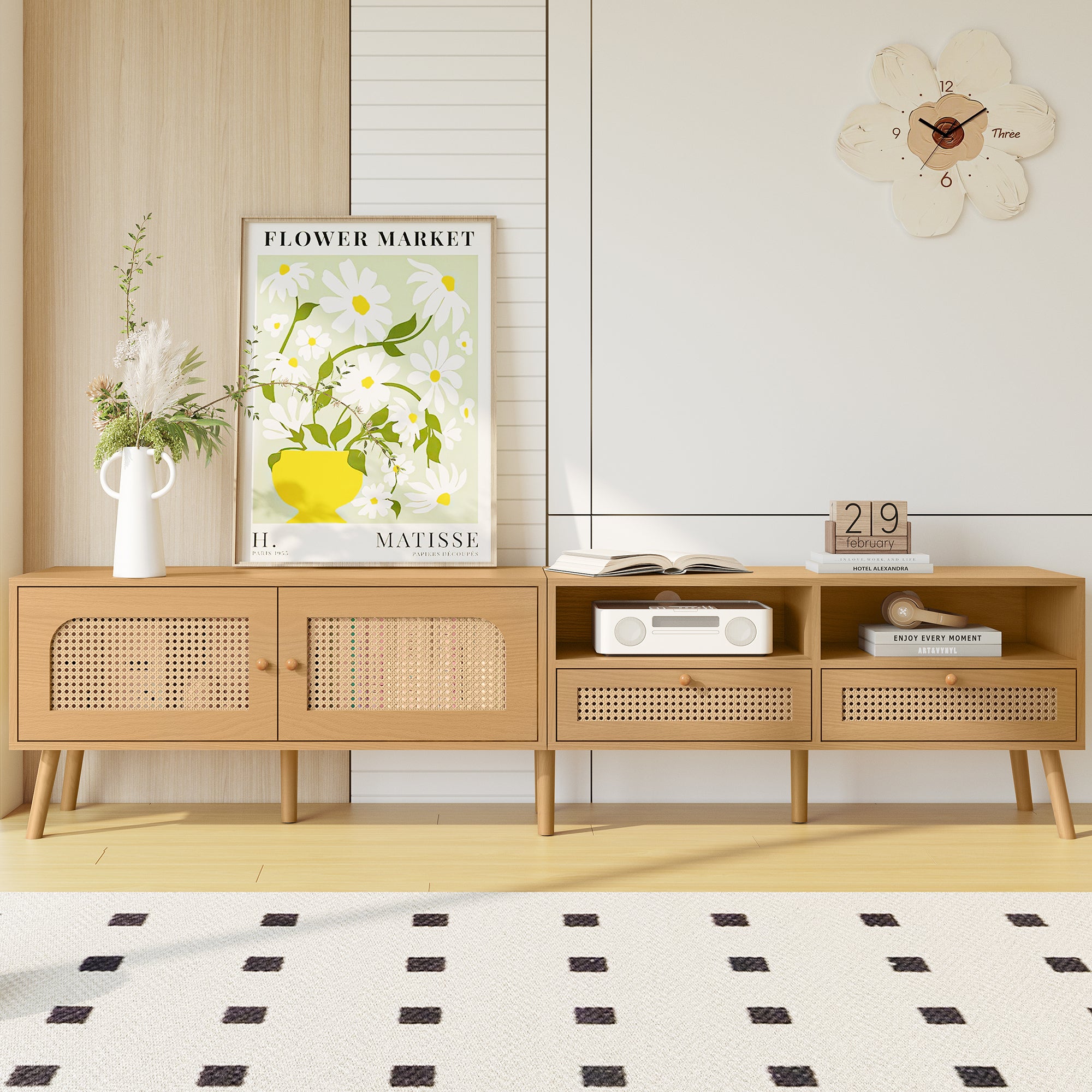Boho TV Stand for 85" TVs | Modern Farmhouse Media Console