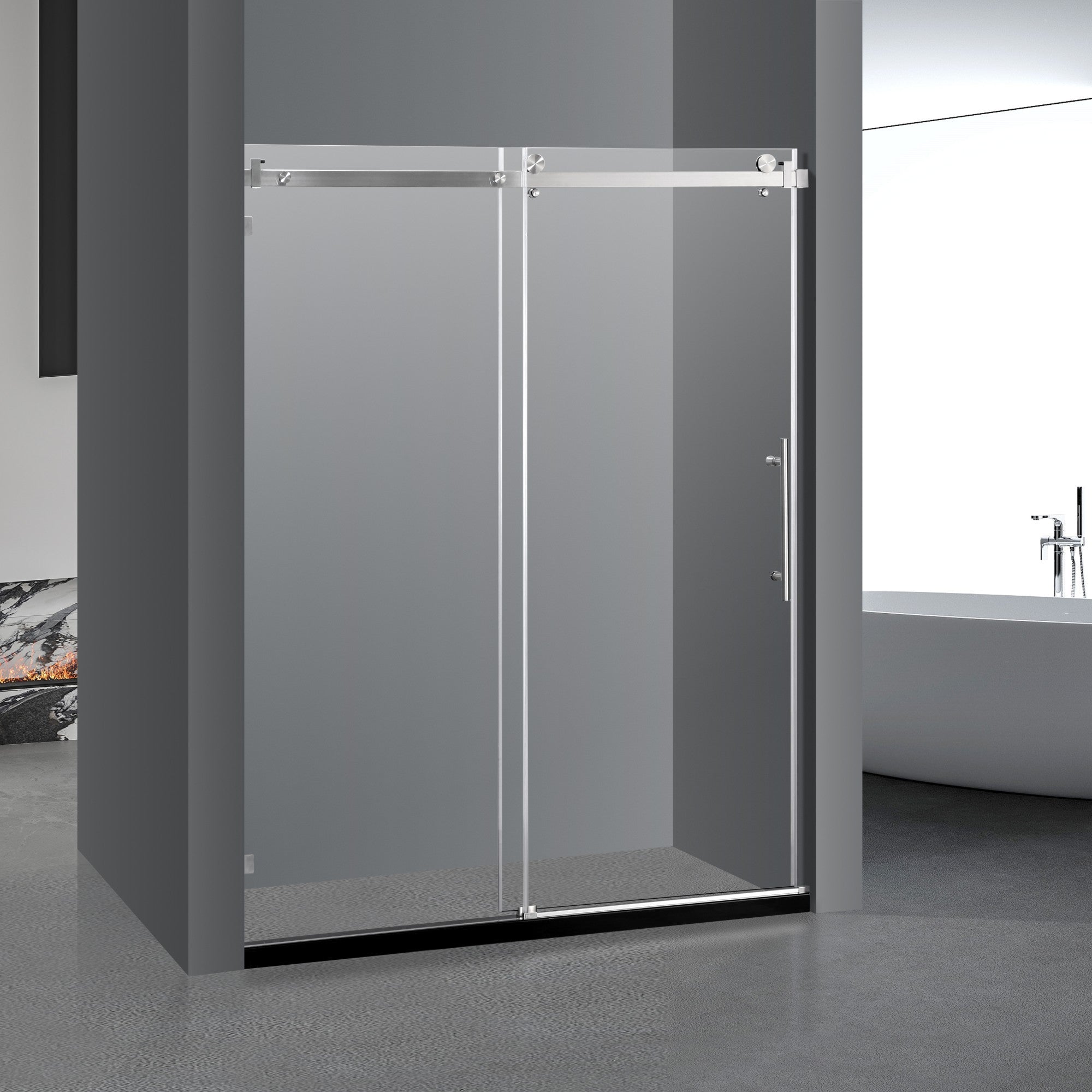 Frameless Sliding Shower Door 56-60"x76"
