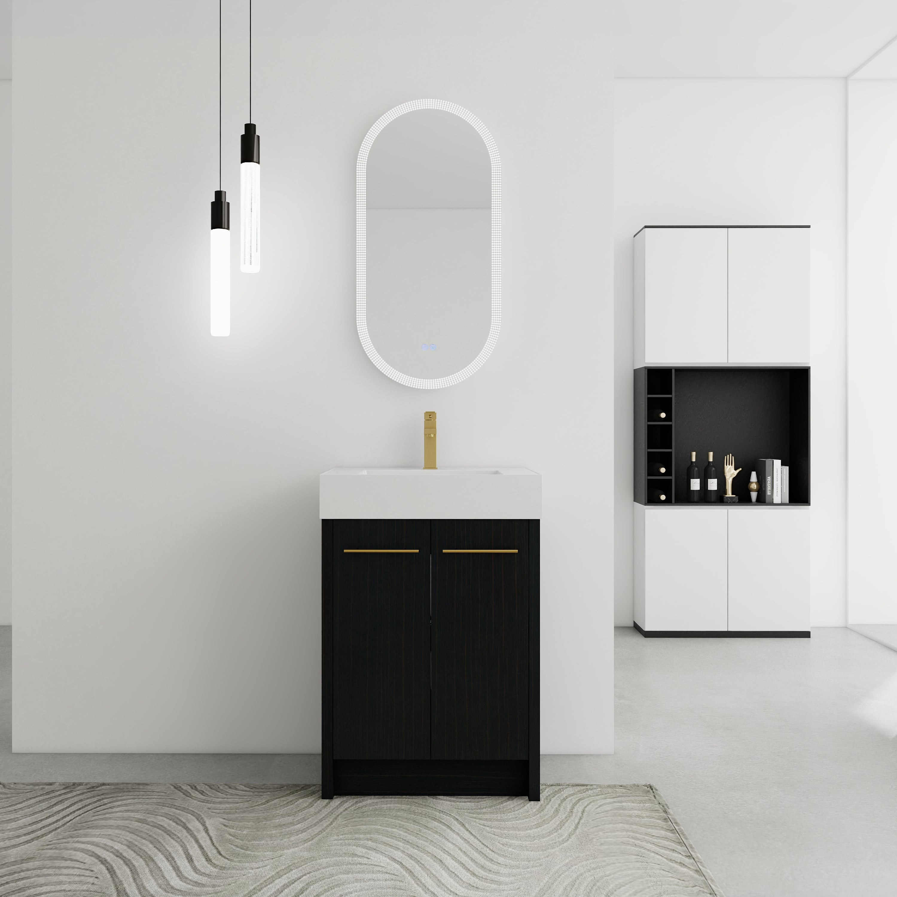 24" Freestanding Bathroom Vanity w/ Resin Sink
