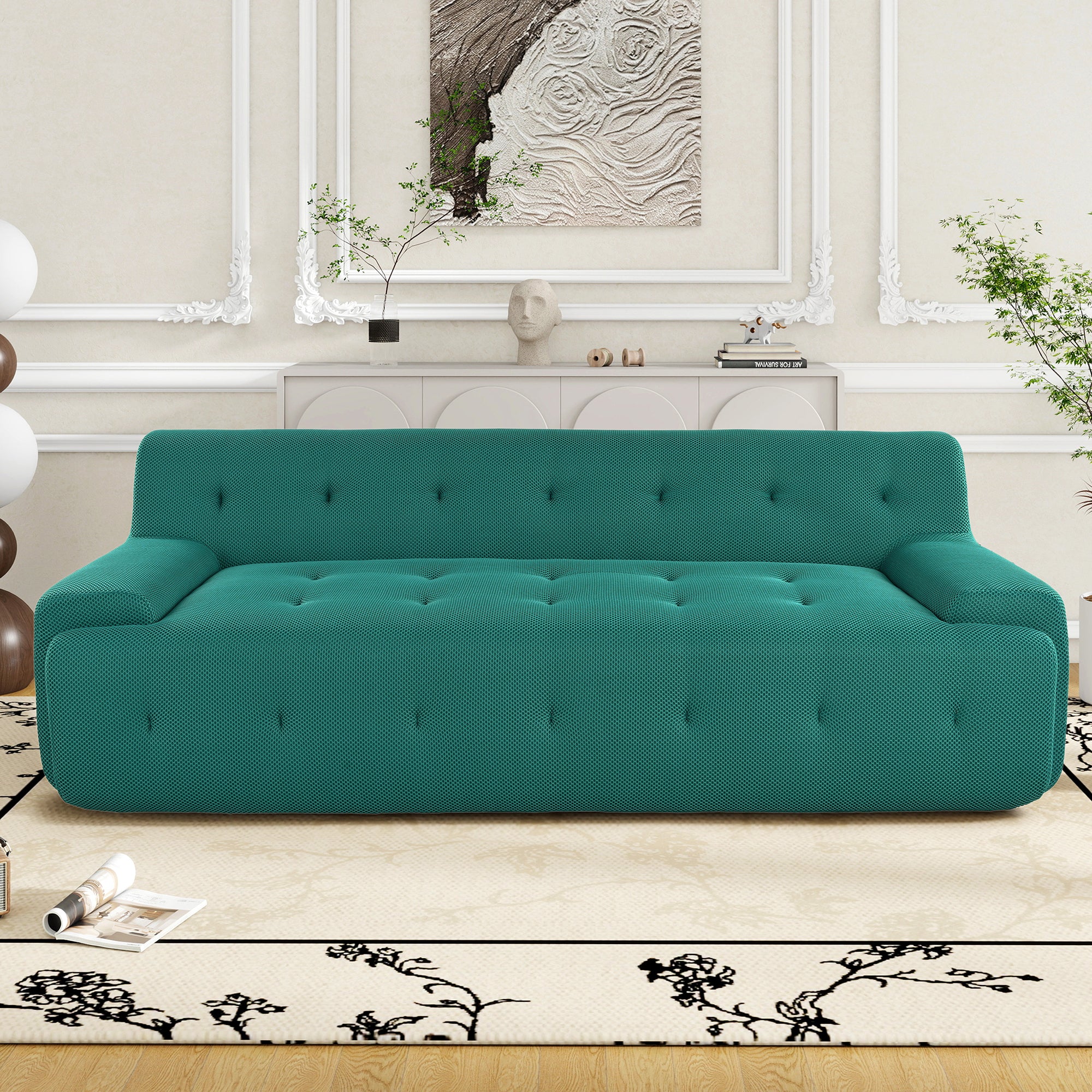 Modern Tufted Sofa: 86.2" Minimalist Style
