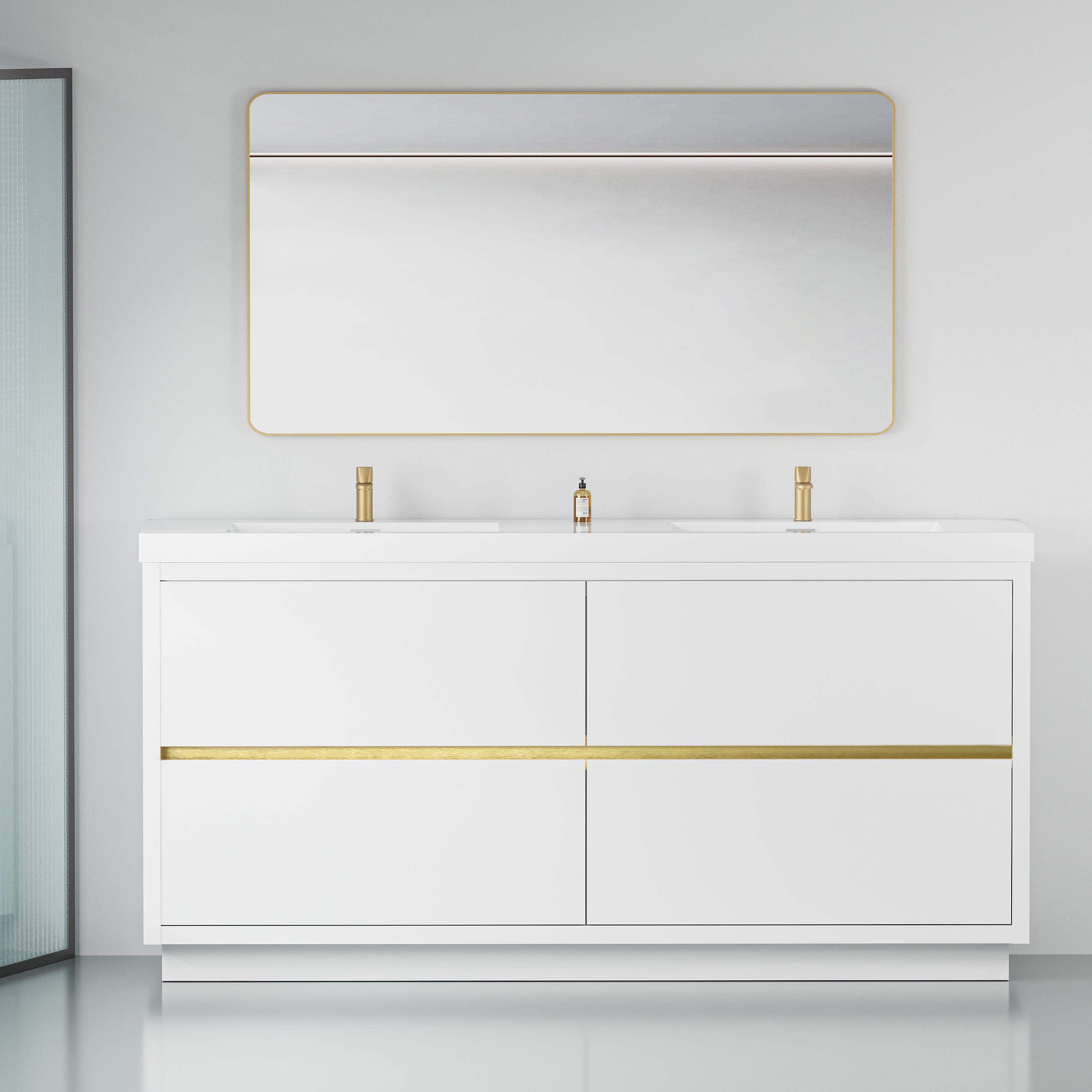 72" White Bathroom Vanity with Sink & Storage