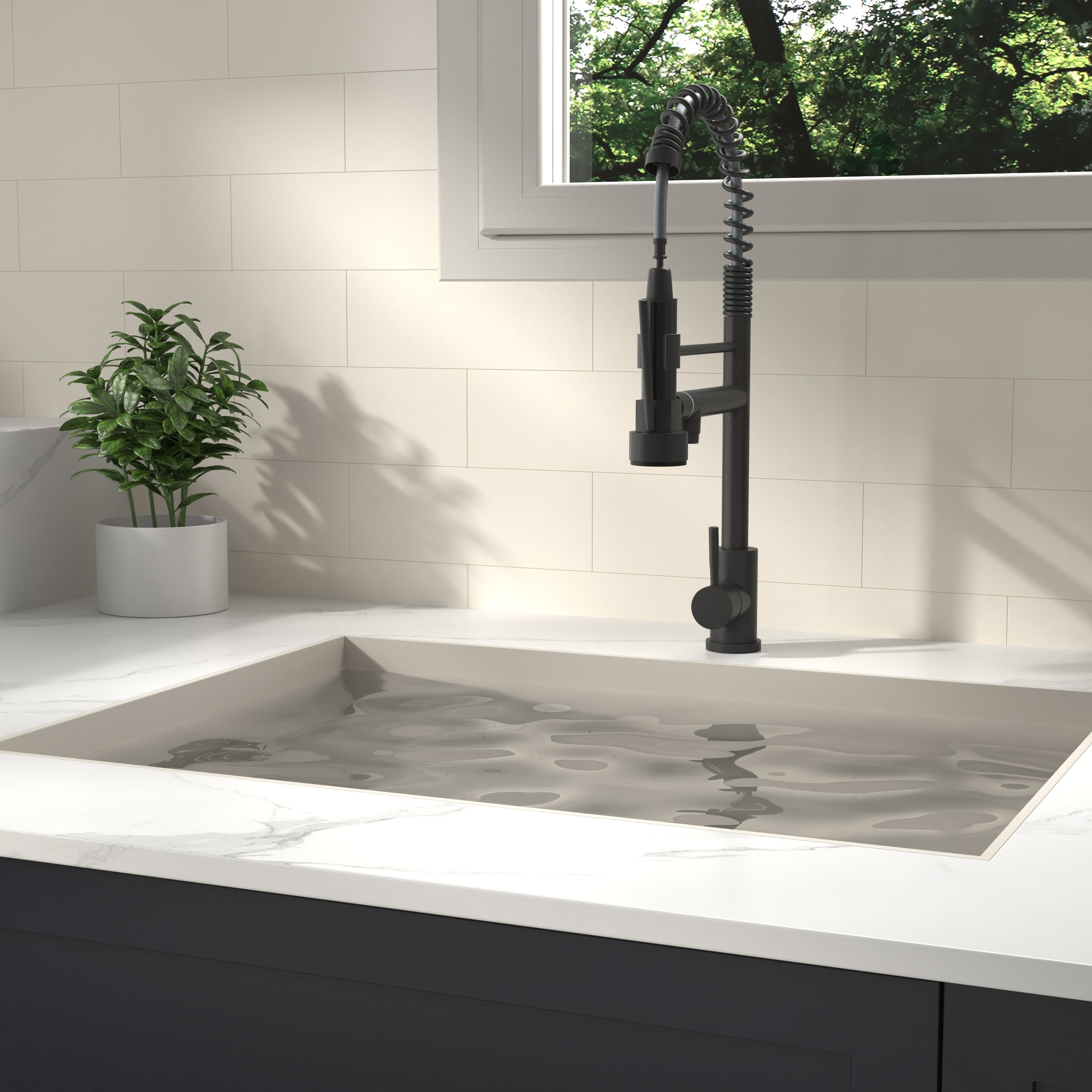 CUPC Certified Kitchen Faucet - Matt Black 19"