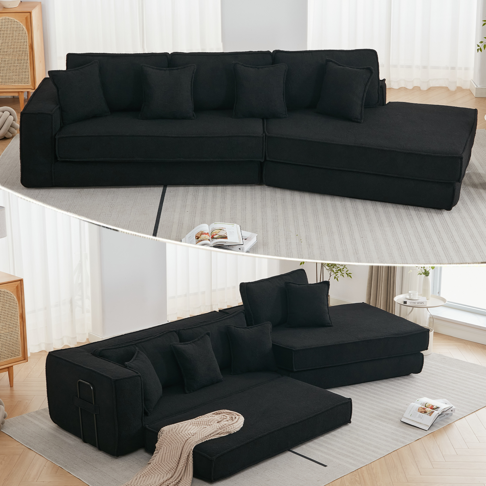 Folding Sofa Bed: 3-Seat Convertible Sleeper