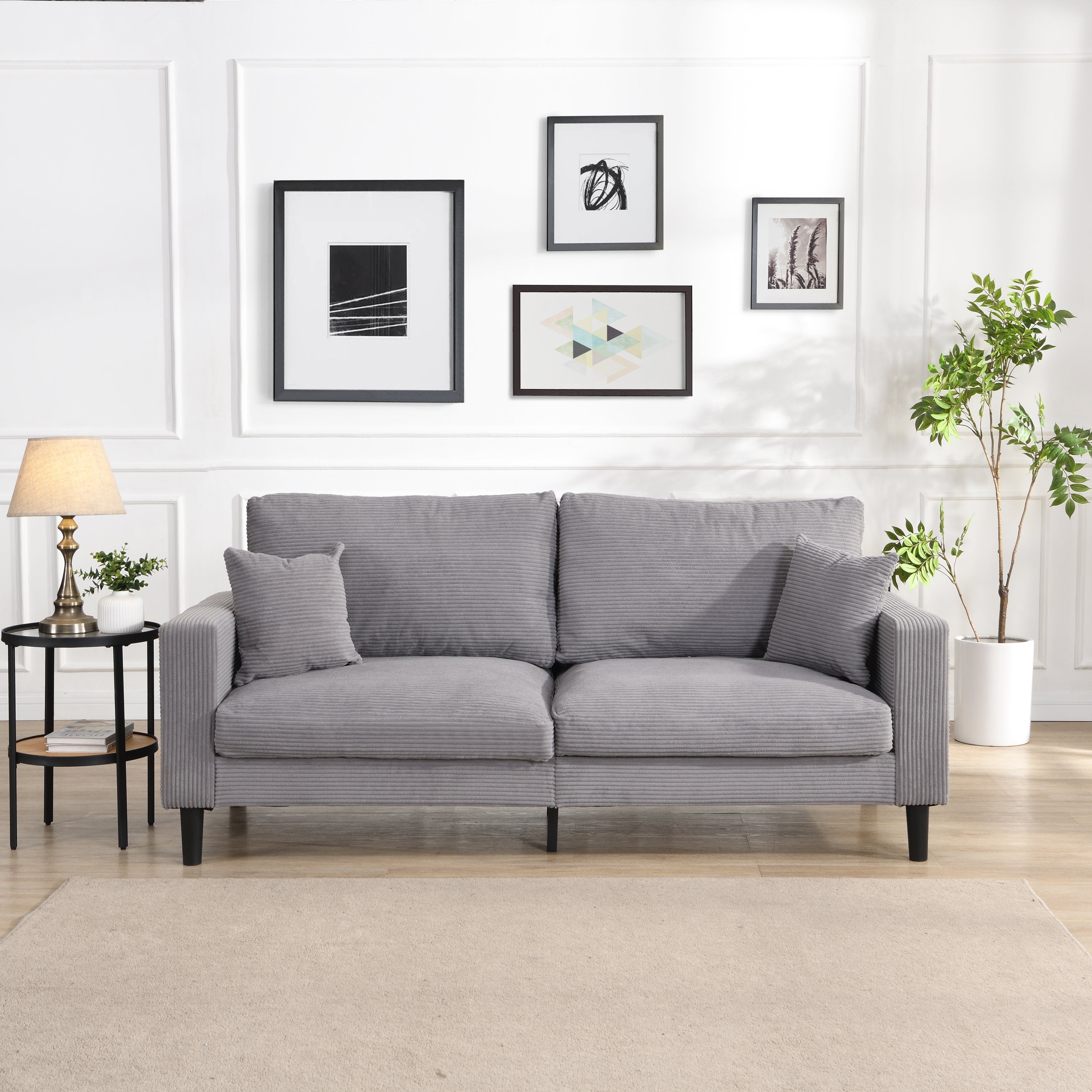74" High Resilience 3-Seater Sofa - Light Gray