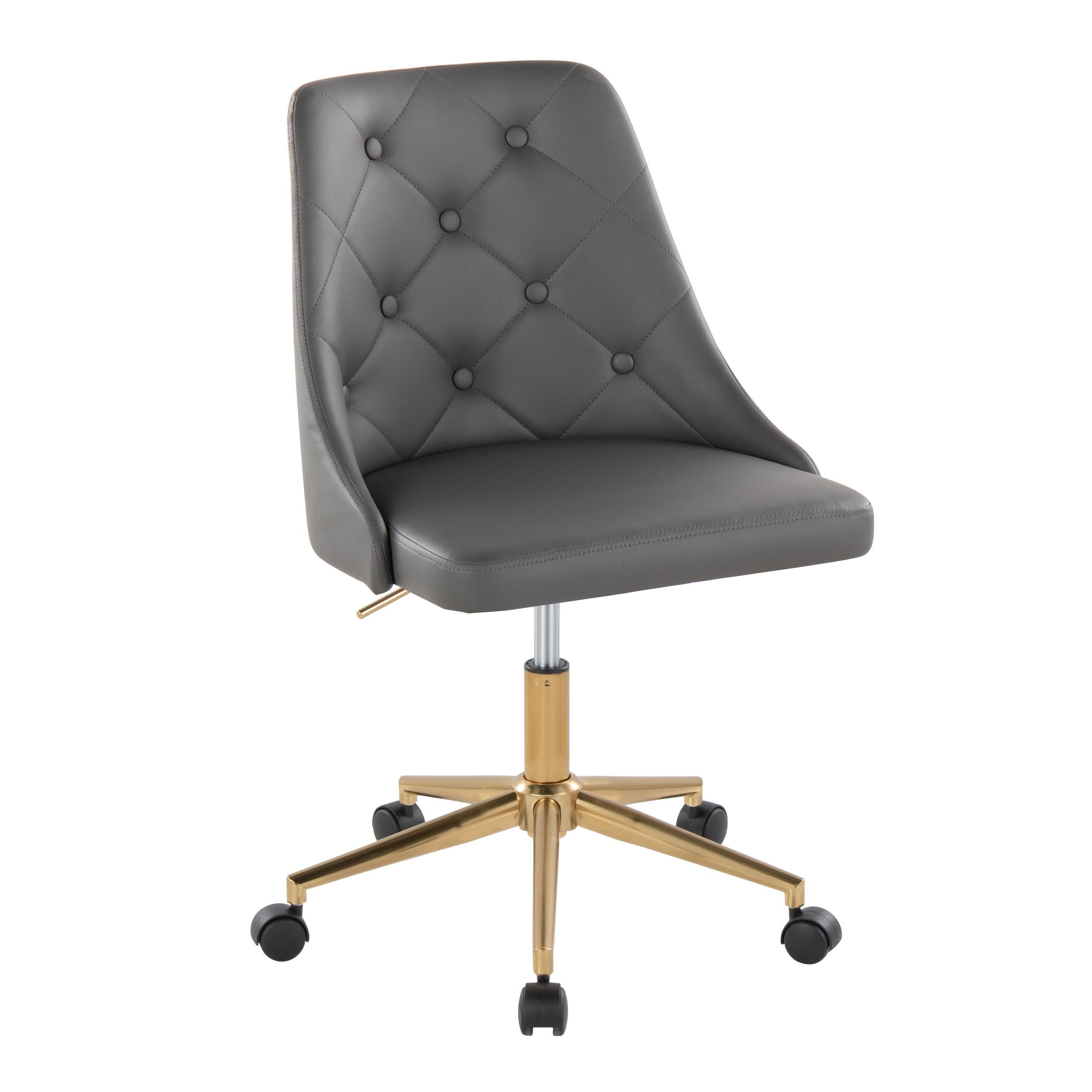 Swivel Task Chair, Gold & Grey Faux Leather