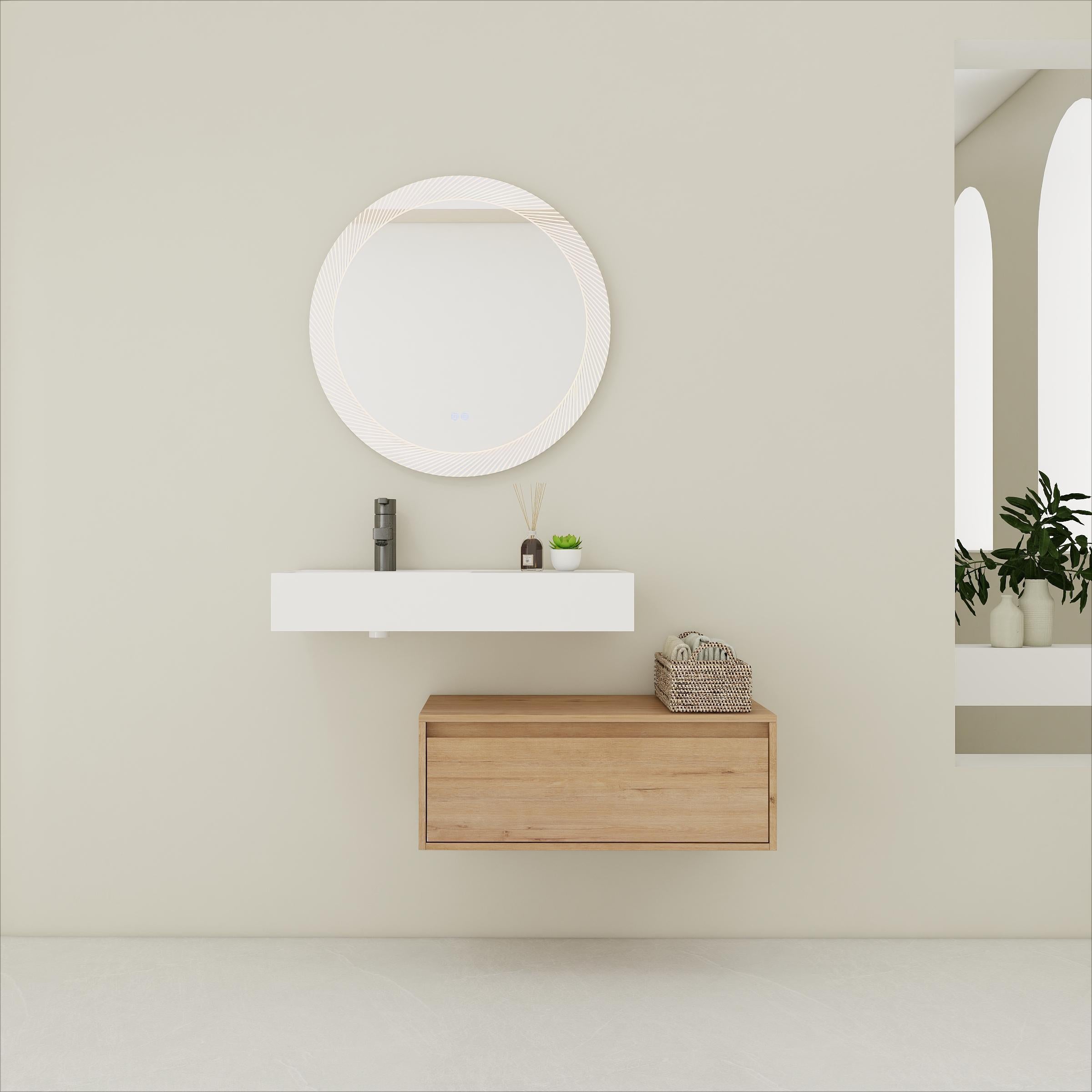 30" Wall-Mount Bathroom Vanity with Resin Sink