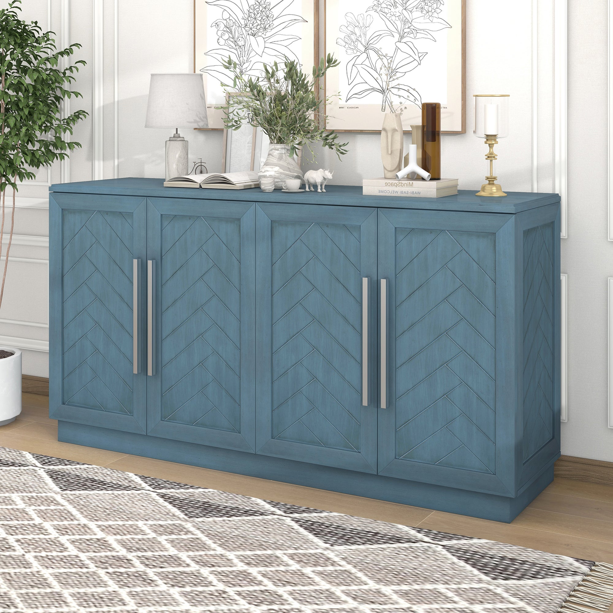 Blue Sideboard: Storage & Adjustable Shelves