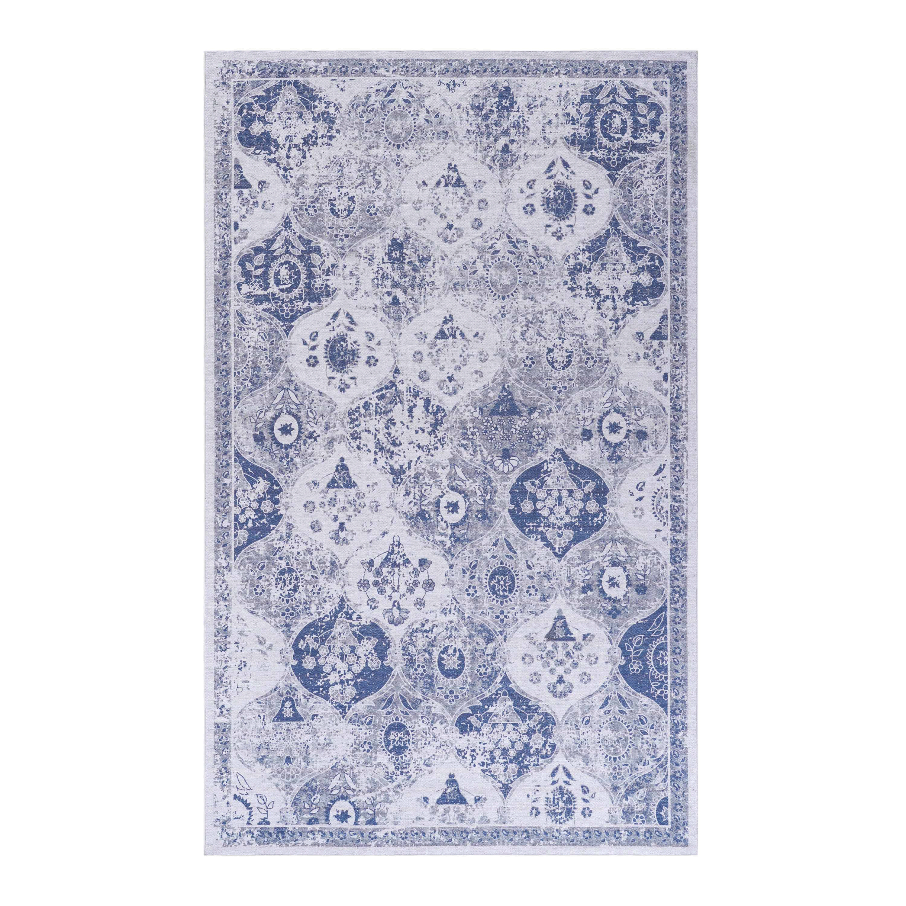 2x3 Blue Rug: Washable, Non-Slip, Pet-Friendly