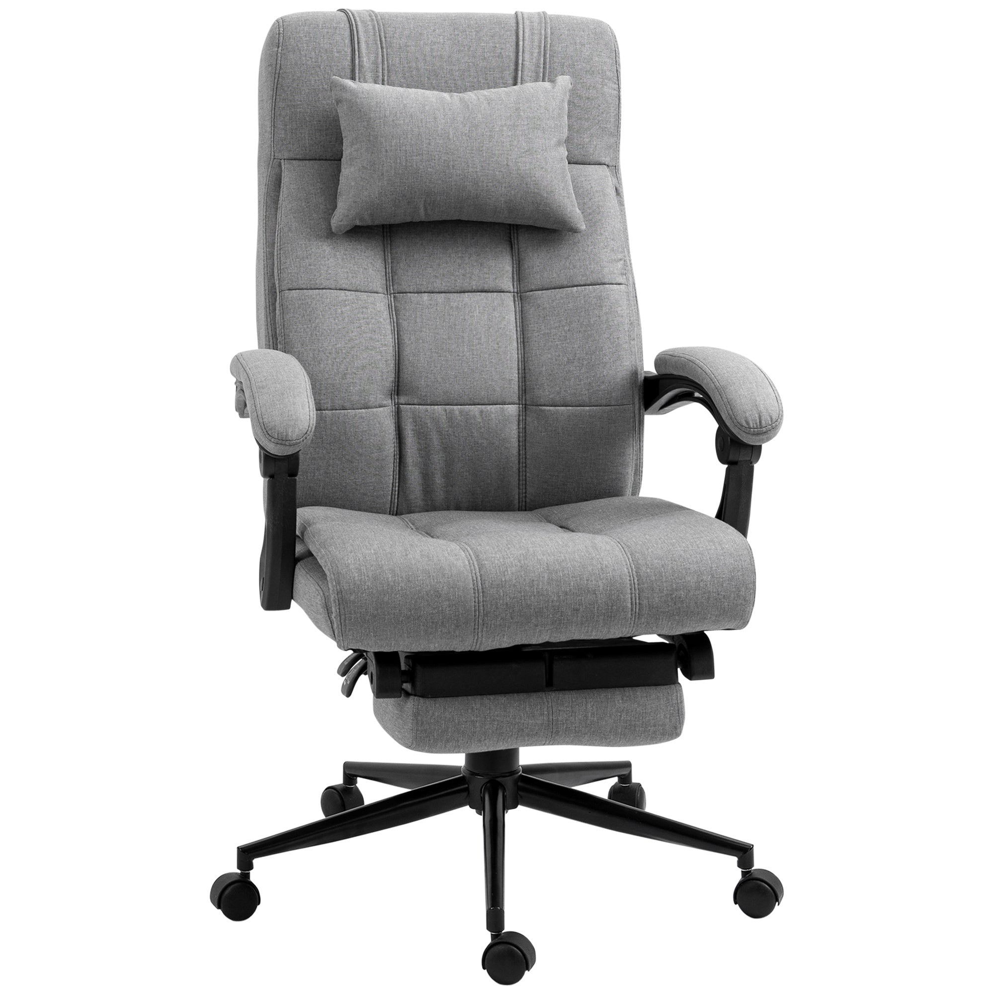 Linen Office Chair w/ Footrest, Light Grey