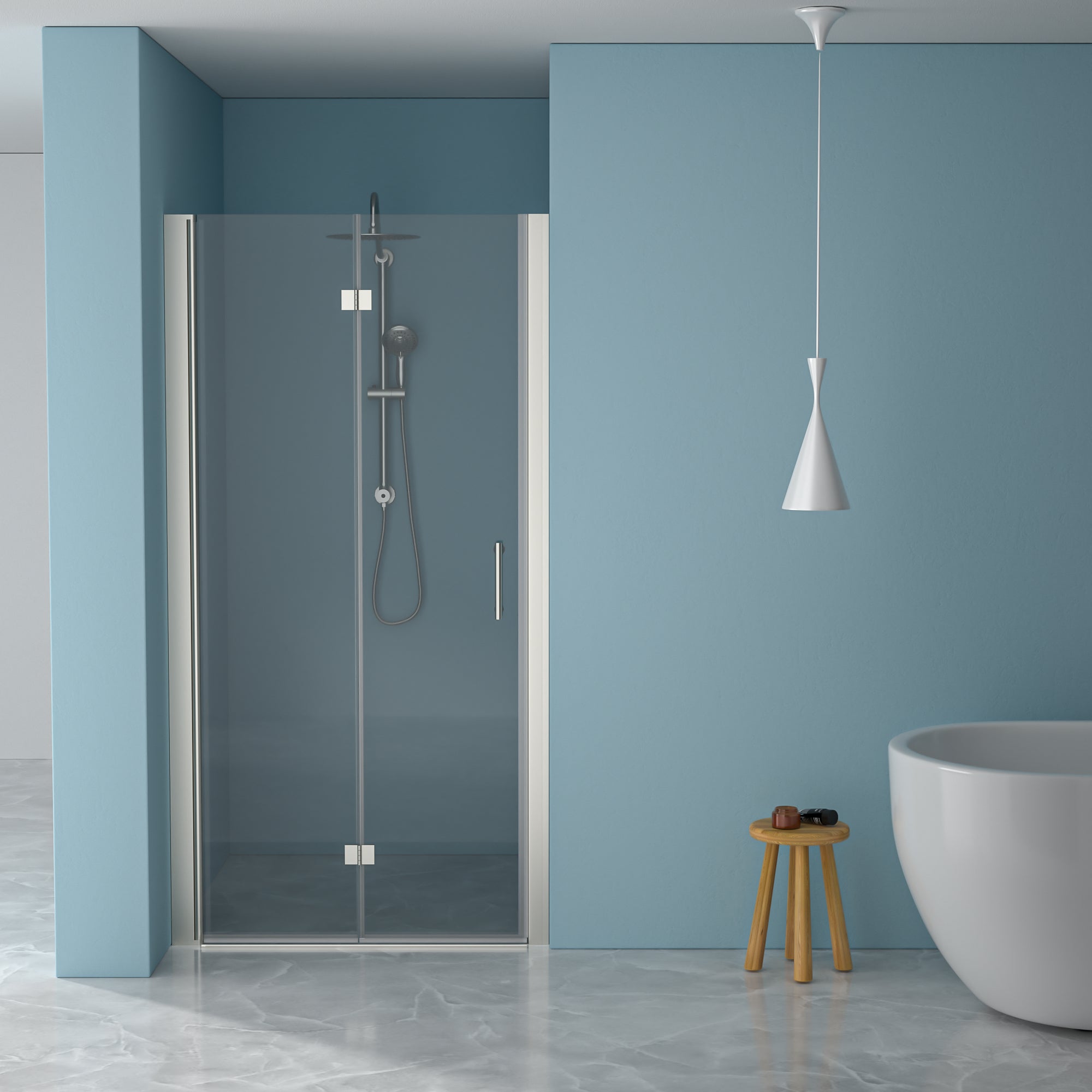 72x32 Frameless Shower Door - Tempered Glass, Brushed Nickel