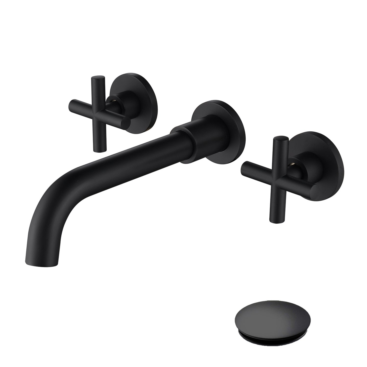 Wall-Mount Bathroom Faucet: Pop-Up Drain, No Overflow