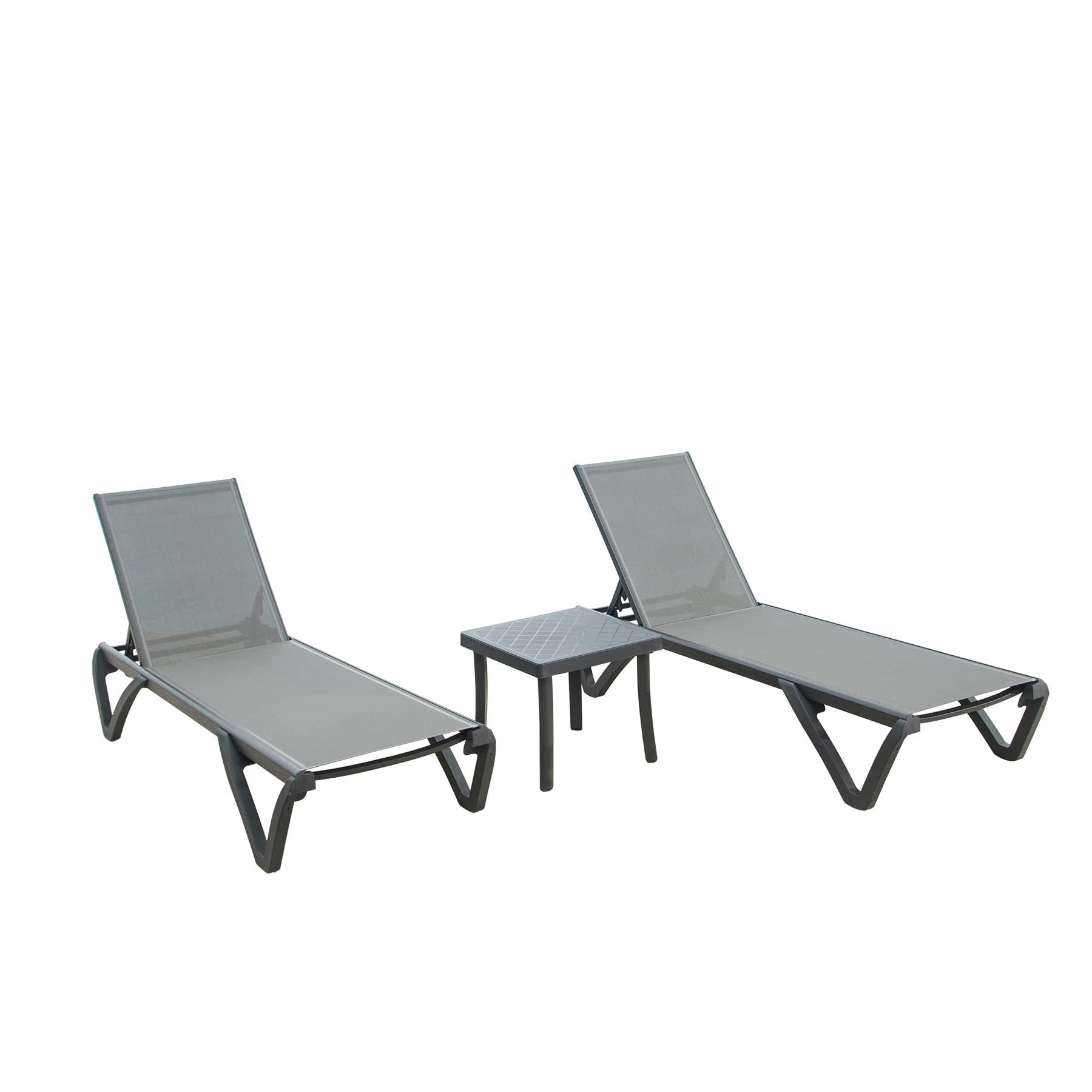 3-Piece Patio Chaise Lounge Set w/ Table