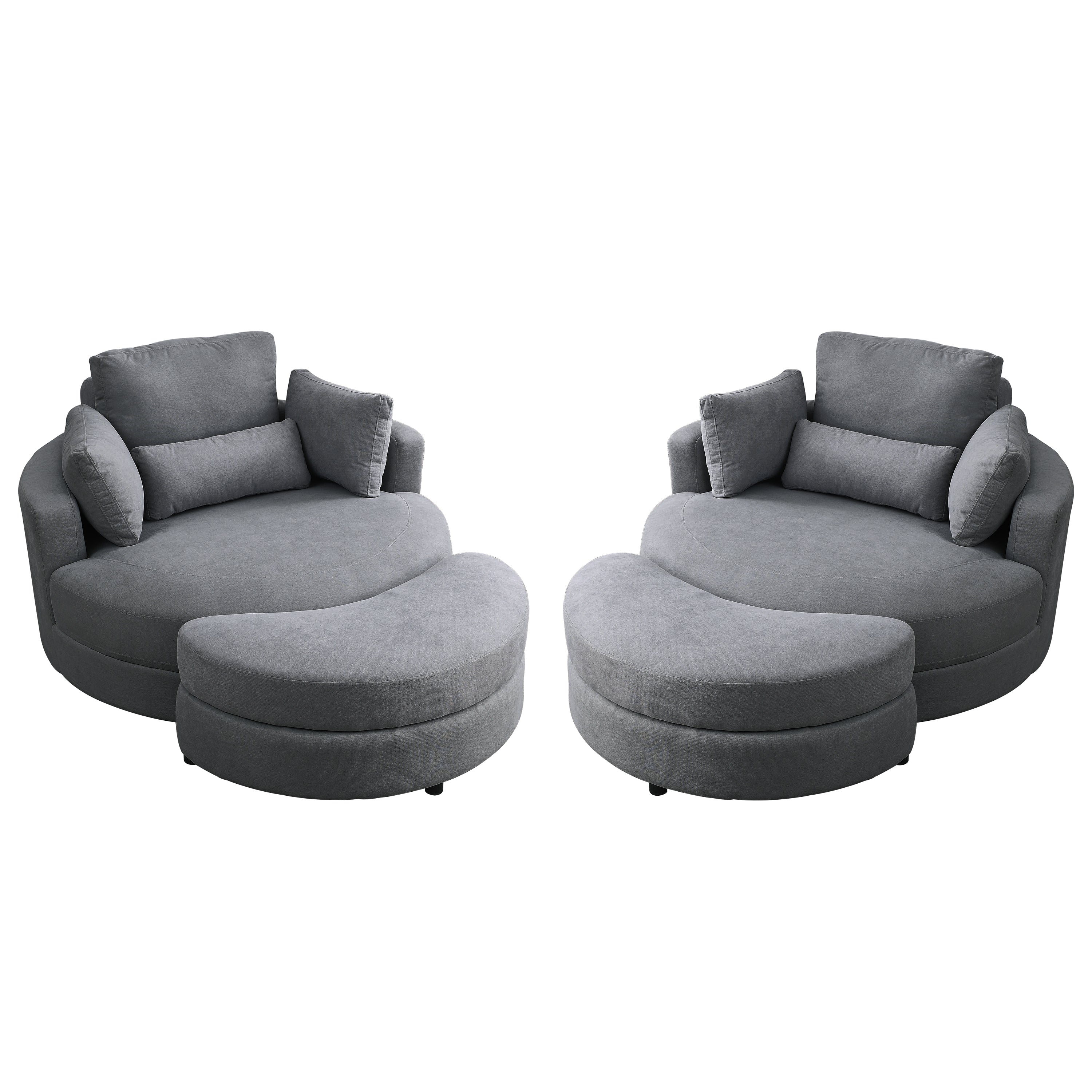 Modern Grey Swivel Sofa & Ottoman Set