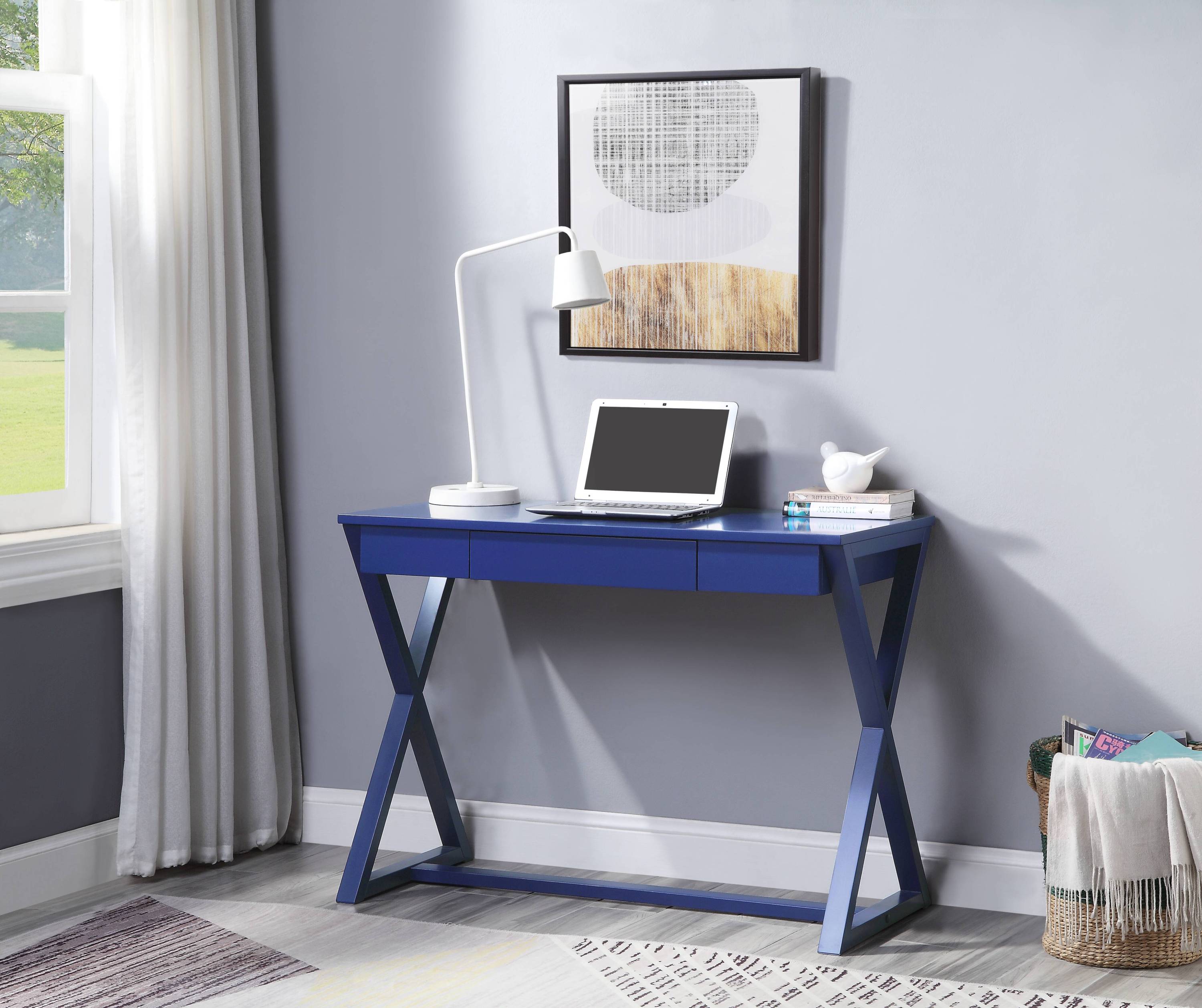 Twilight Blue Writing Desk | X-Base, 1 Drawer | Shop Now