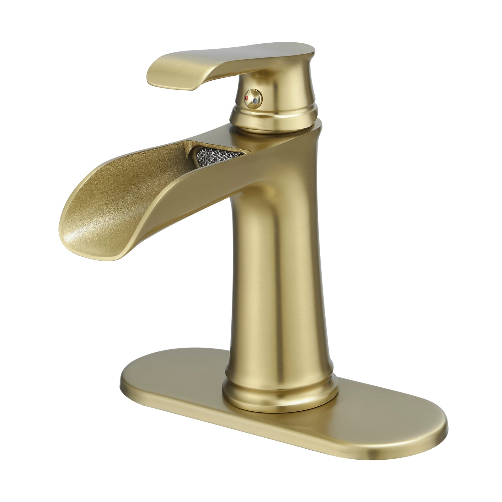 Waterfall Nickel Gold Sink Faucet with Pop-Up Drain