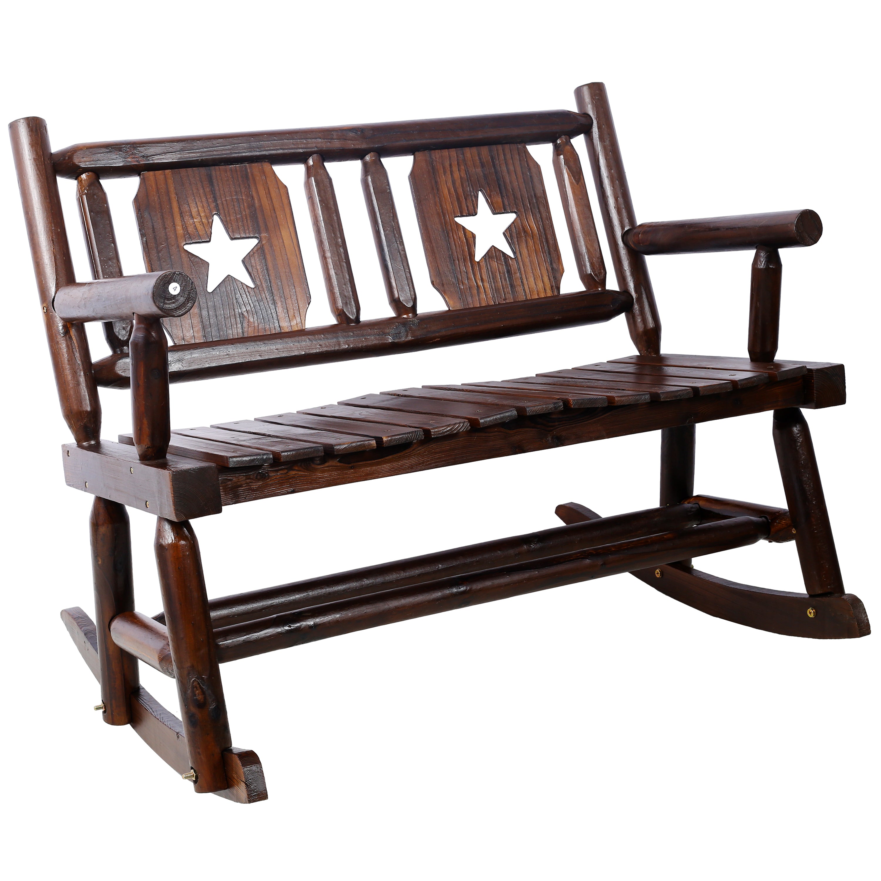 Carbonized Wood Rocking Bench | Outdoor Double Rocker