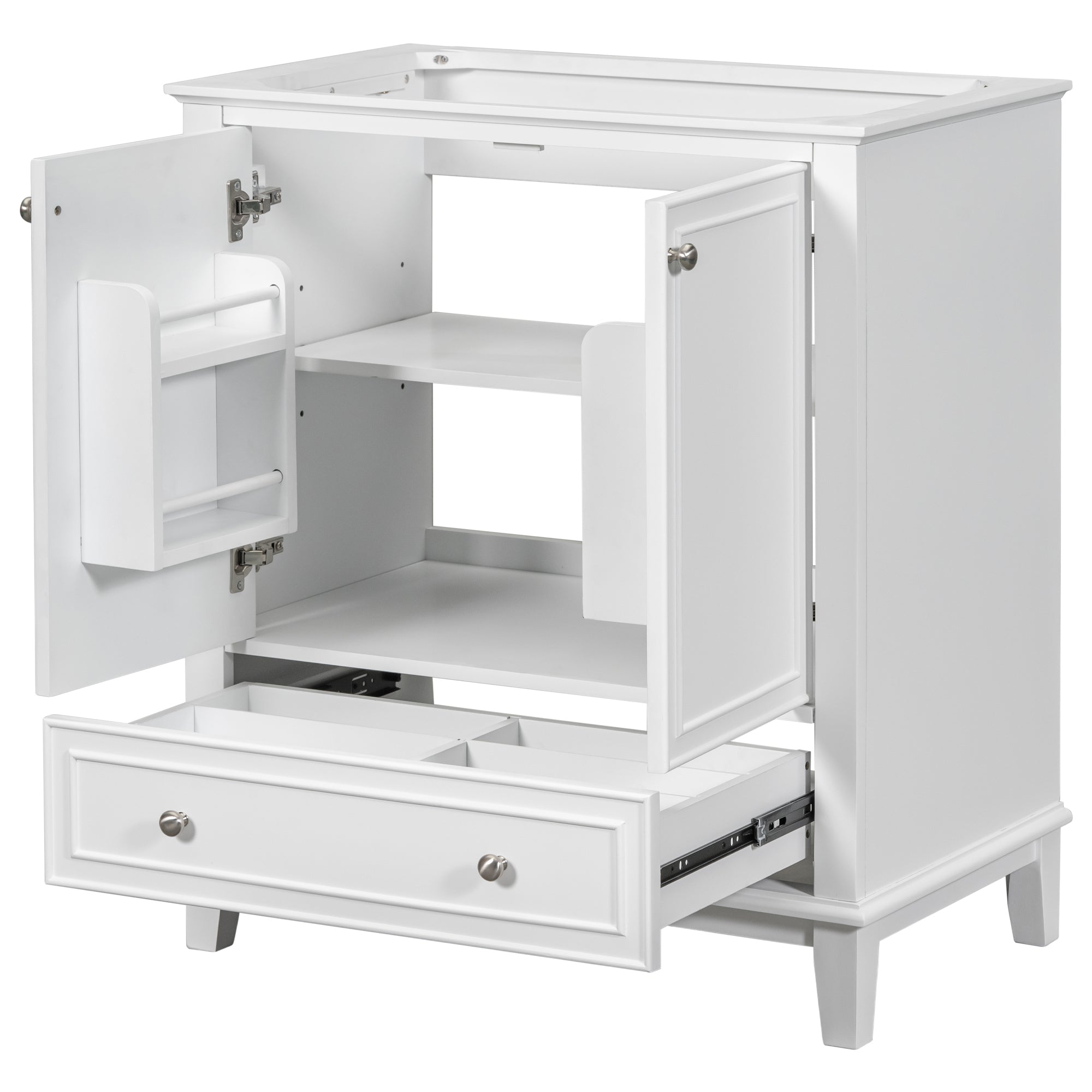 30" White Bathroom Vanity Base Cabinet w/ Doors & Drawer