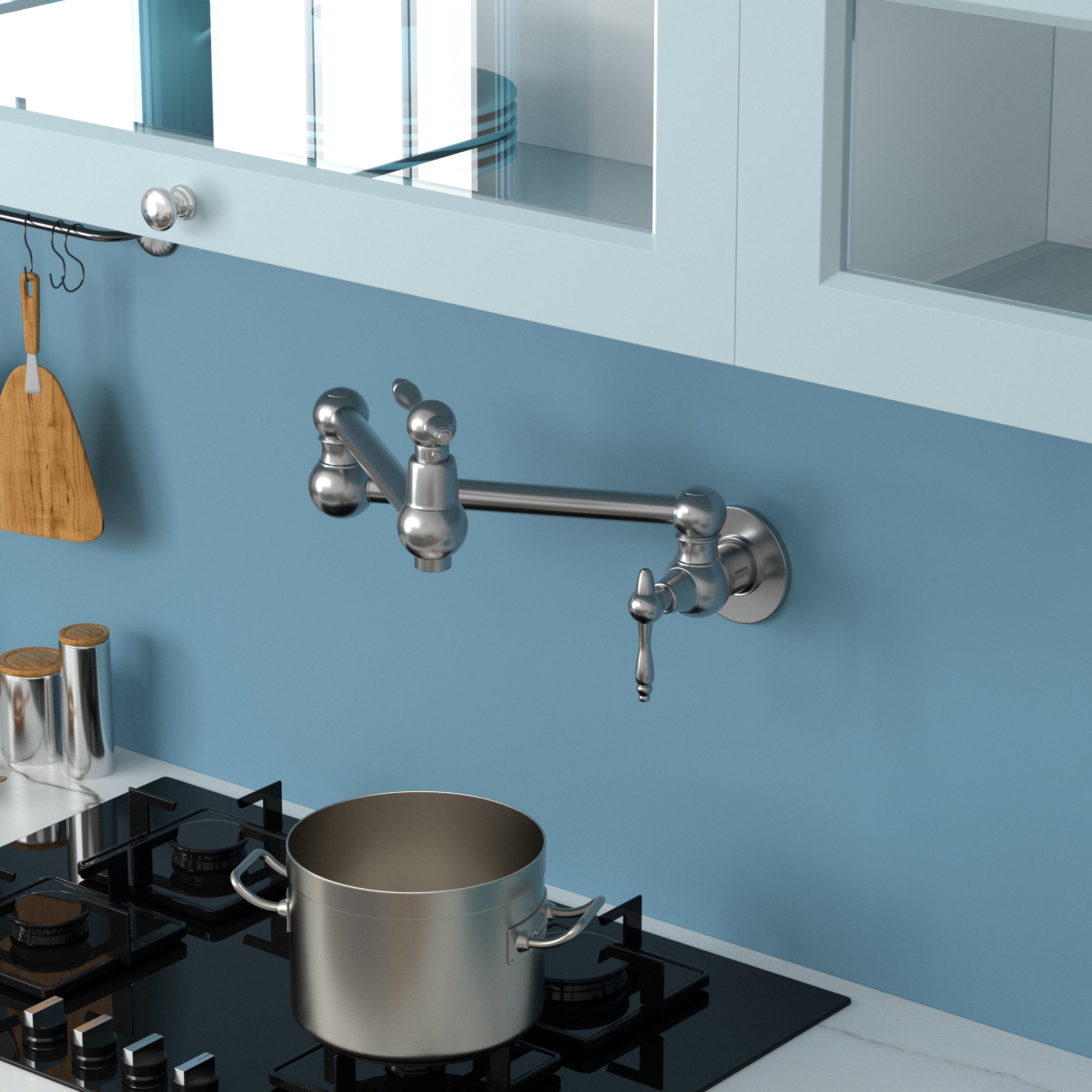 Folding Pot Filler Faucet: Wall Mount Kitchen Sink
