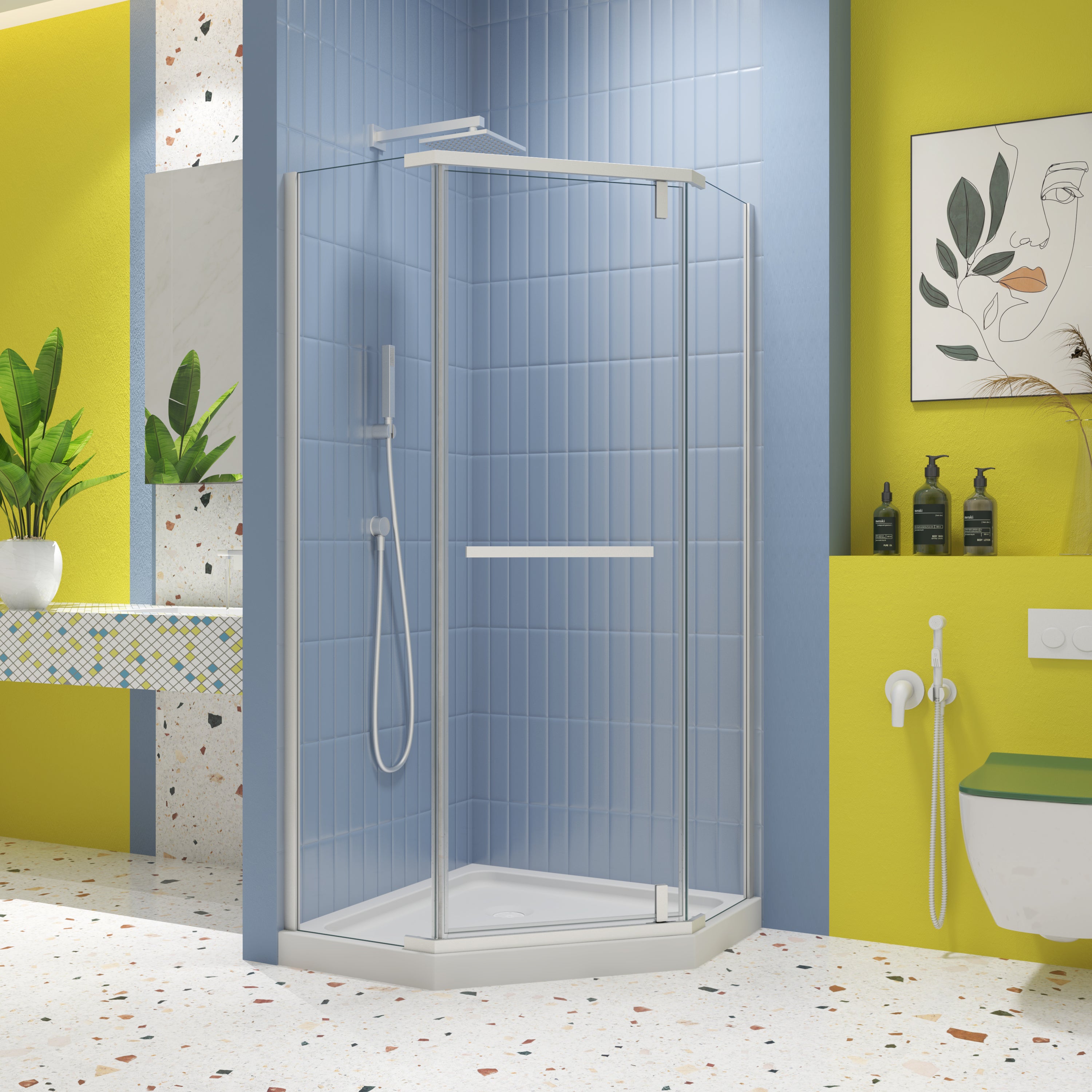 Pivot Shower Door: 35x72" Frameless Matte White