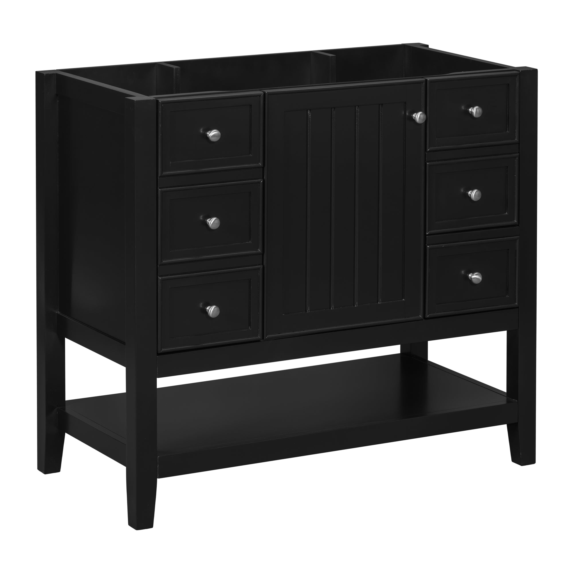 36" Black Vanity Base: 1 Cabinet, 3 Drawers