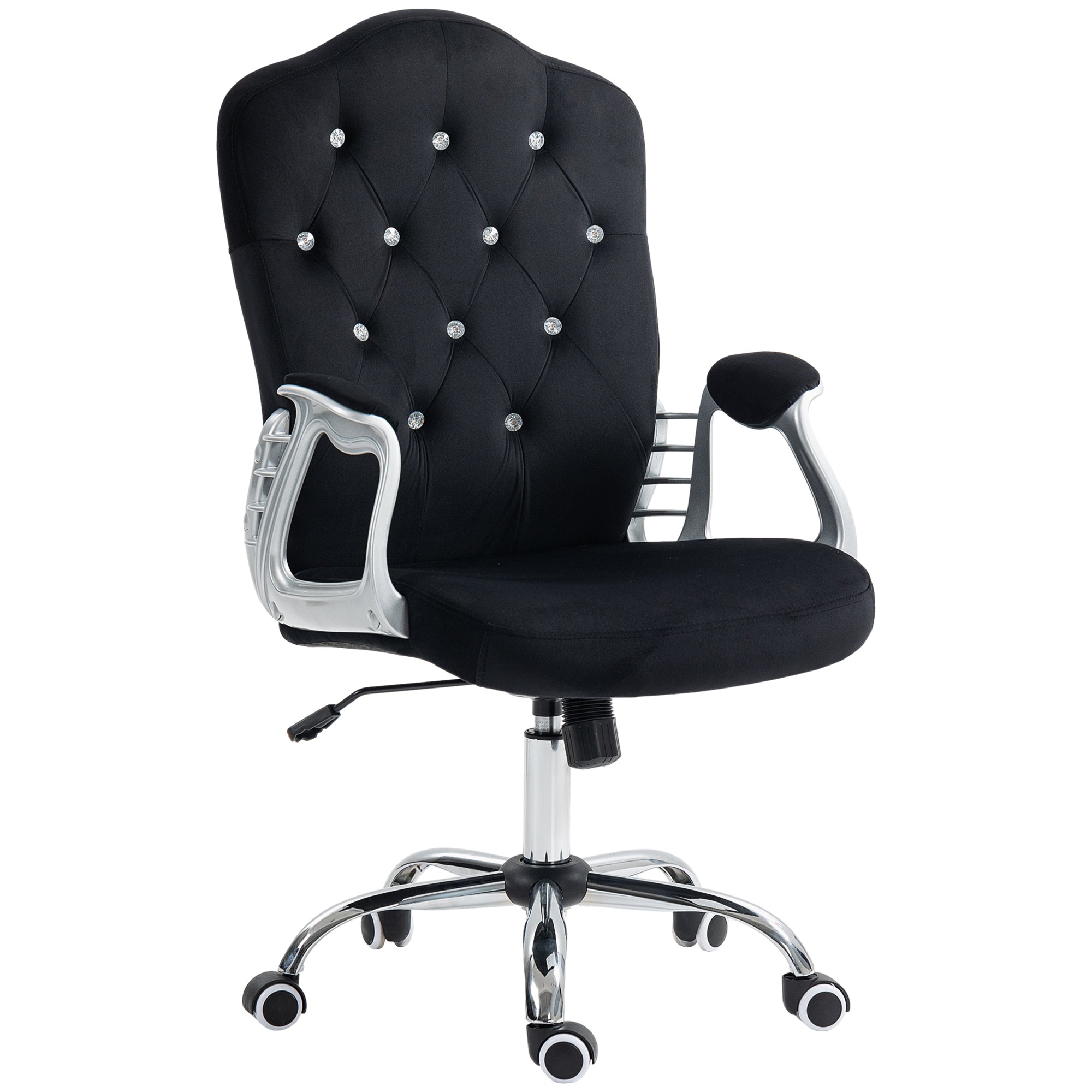 Velvet Office Chair, Adjustable Height, Black