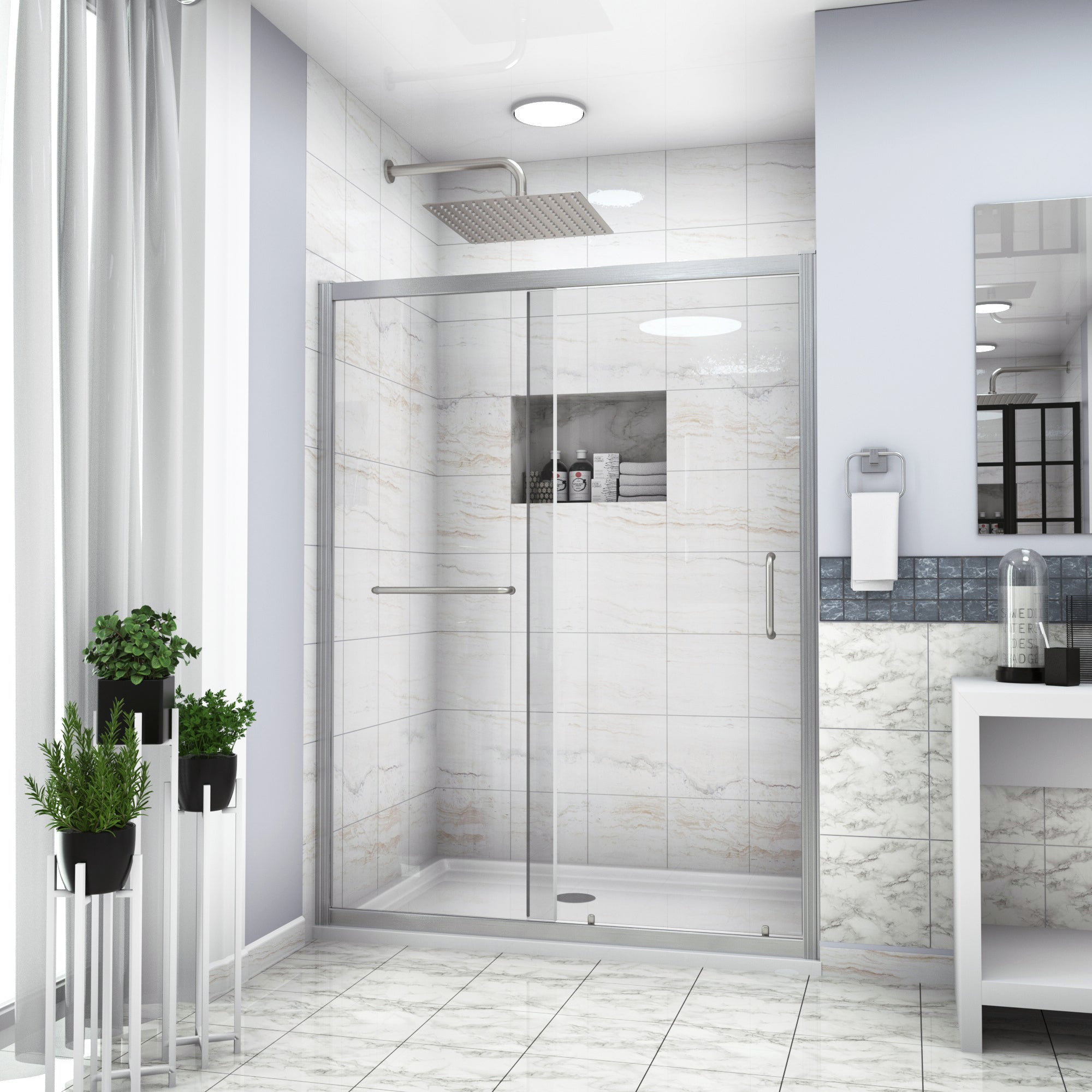 60x72" Chrome Sliding Shower Door Enclosure